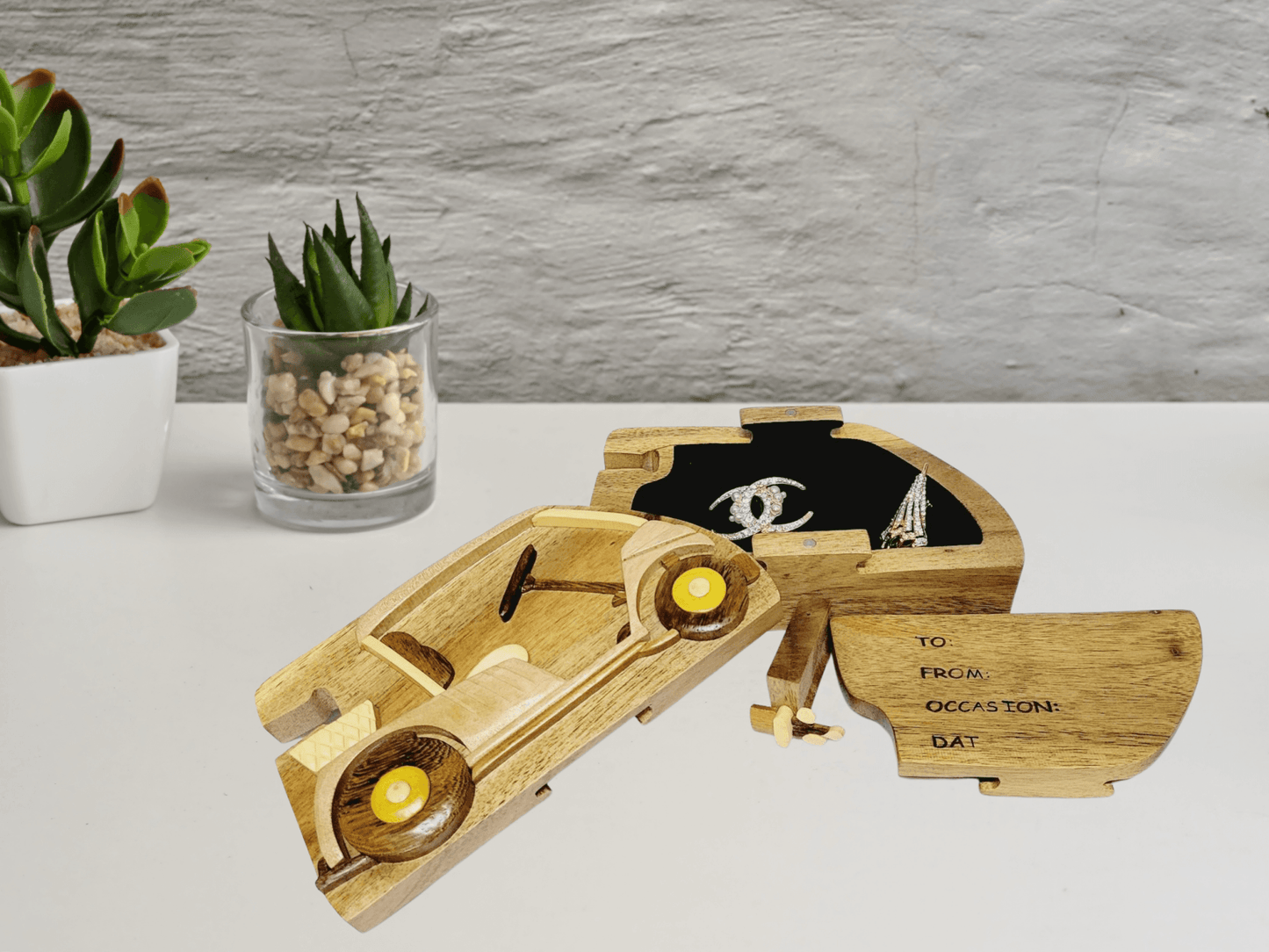 Hand-Carved Wooden Gift Box – Golf Cart Design | Unique Gifts for Him, Keepsake Box