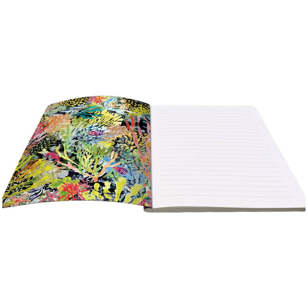A5 softback journal featuring vibrant ocean artwork with colorful corals and marine life on the cover.
