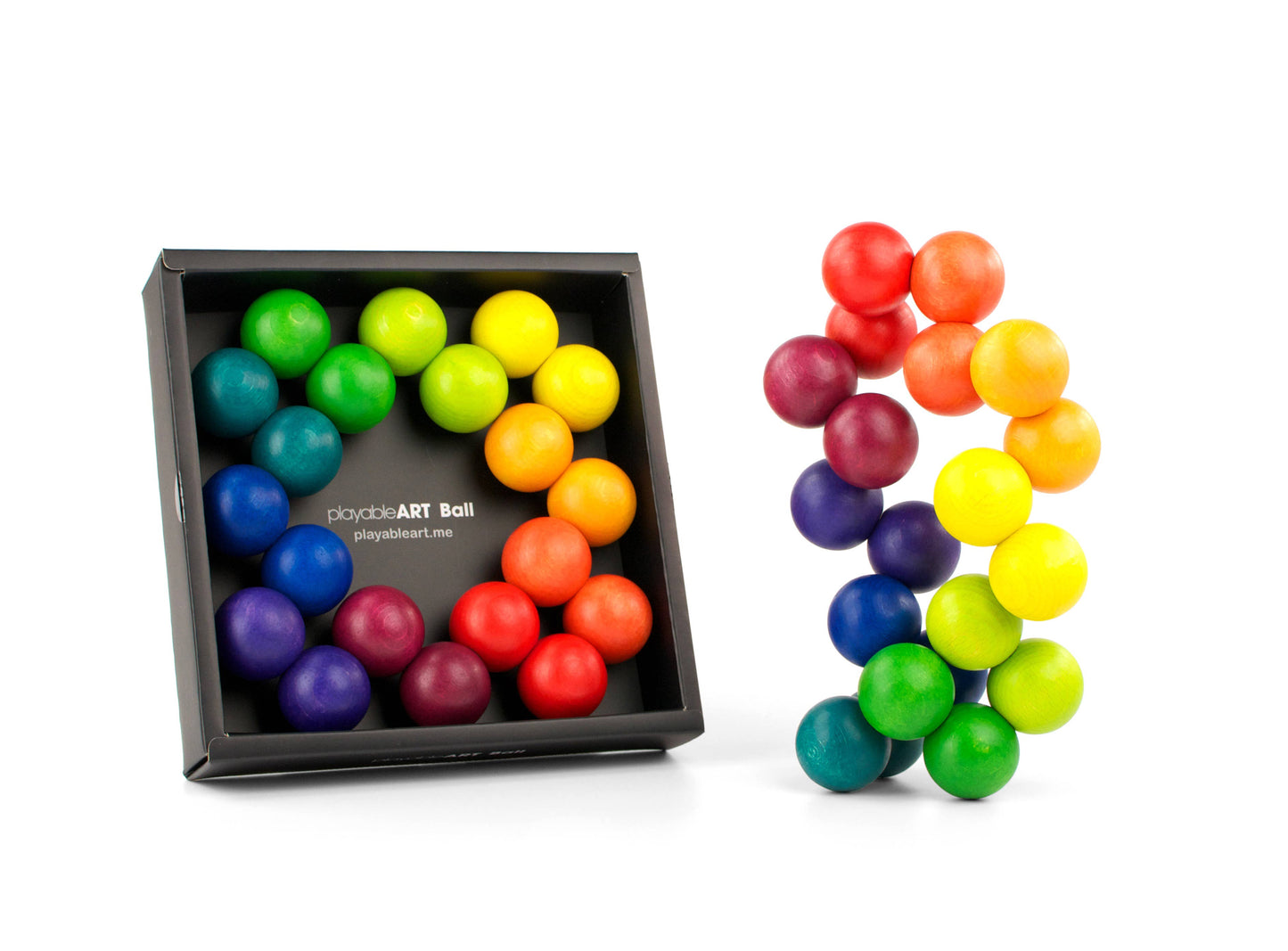 Playable ART Ball – Rainbow Wooden Sculpture | Unique Gifts, Quirky Desk Decor