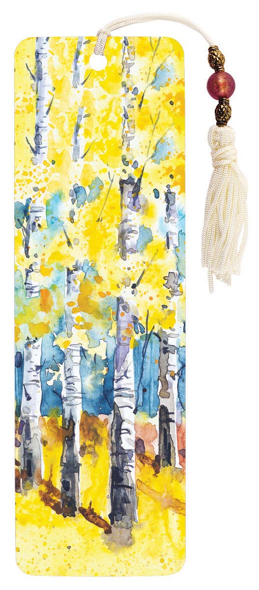 White Aspens Beaded Bookmark