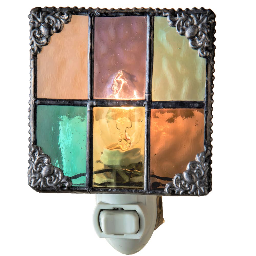 Stained Glass Night Light with Jewel Tones – Filigree Corners | Unique Gifts for Her
