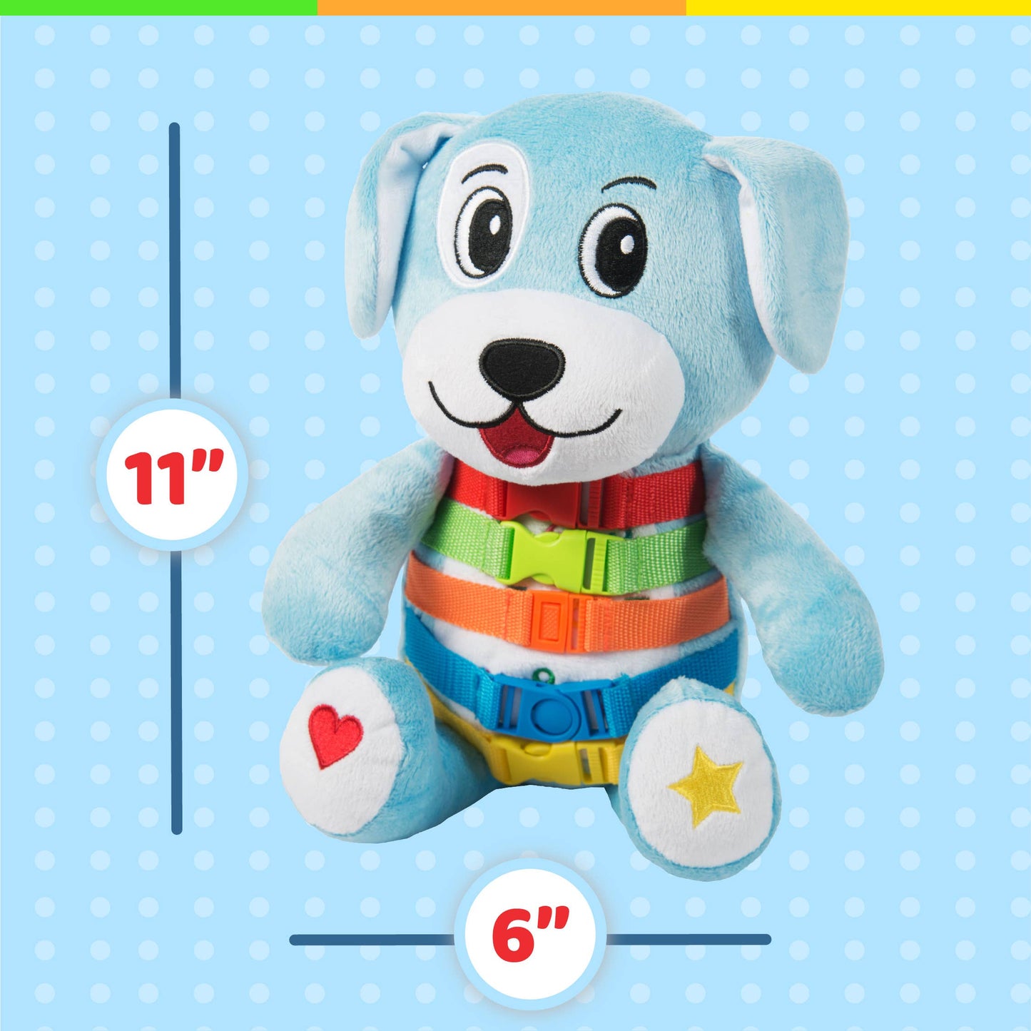 Plush Dog Toy with Buckles and Shapes – Barkley | Unique Gifts for Kids