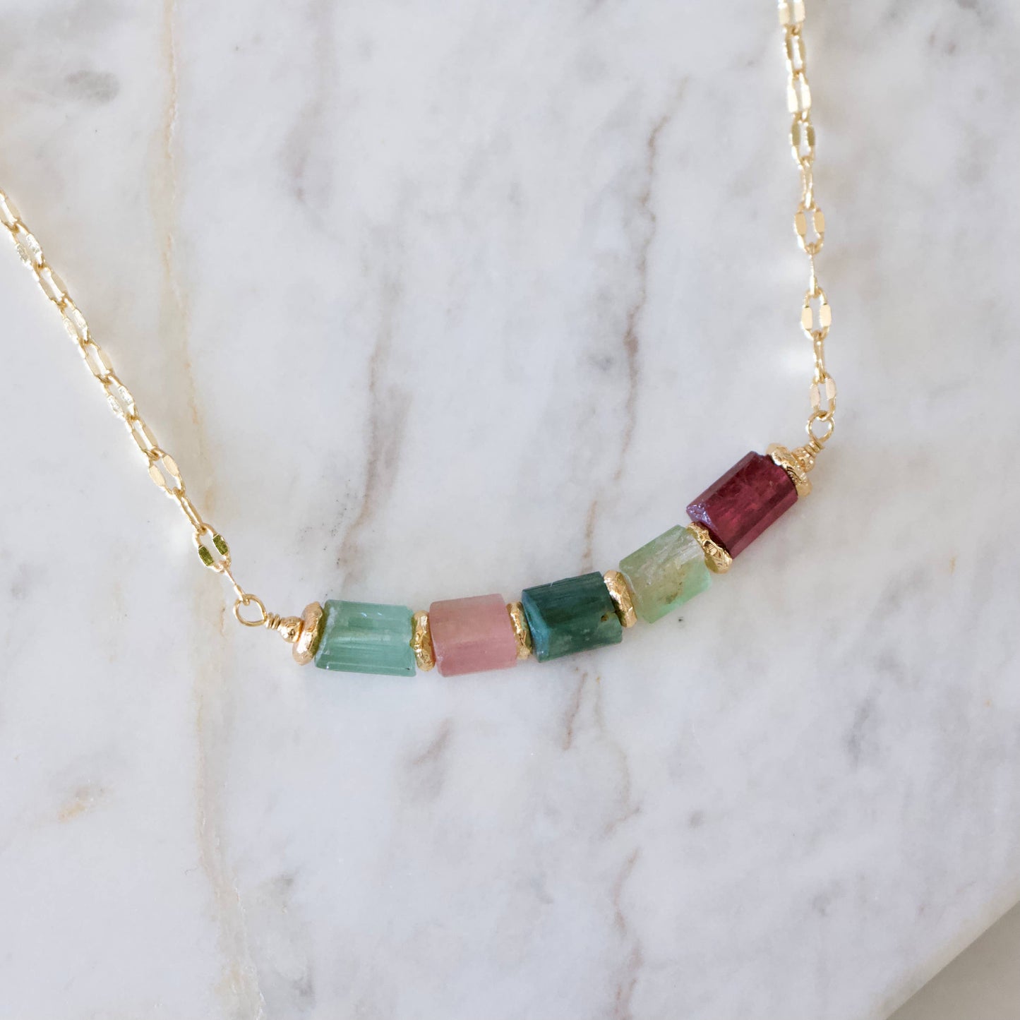 Tourmaline Collar Necklace – Multicolor Nugget Stones | Unique Gifts for Her