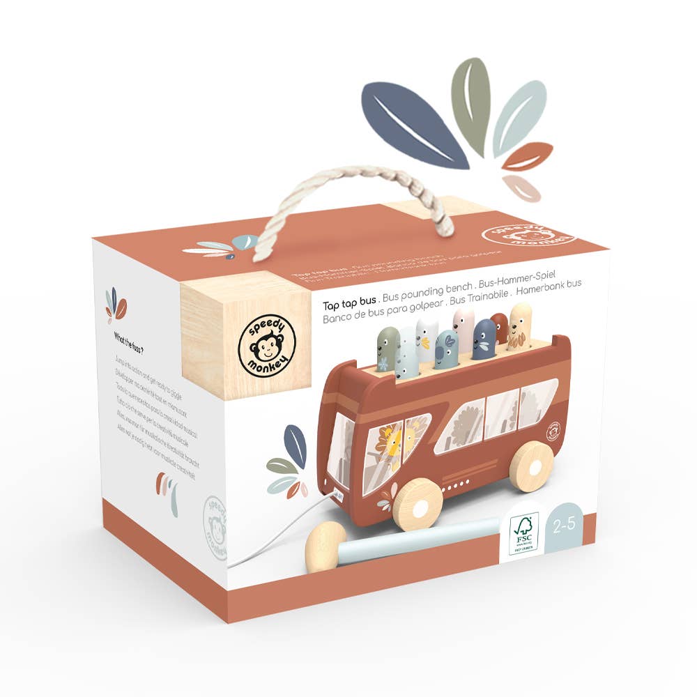 Wooden Bus Toy with Hammering Pegs – Multicolor | Unique Gifts, Hand-Eye Coordination Toy