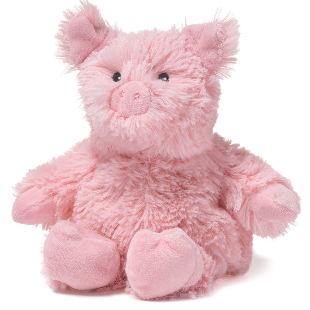 Soft pink plush pig with floppy ears and round snout