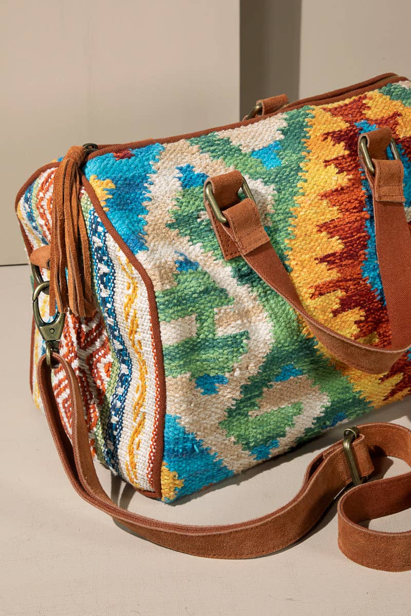 Carmel Boston Bag β Handwoven Ethnic Duffel