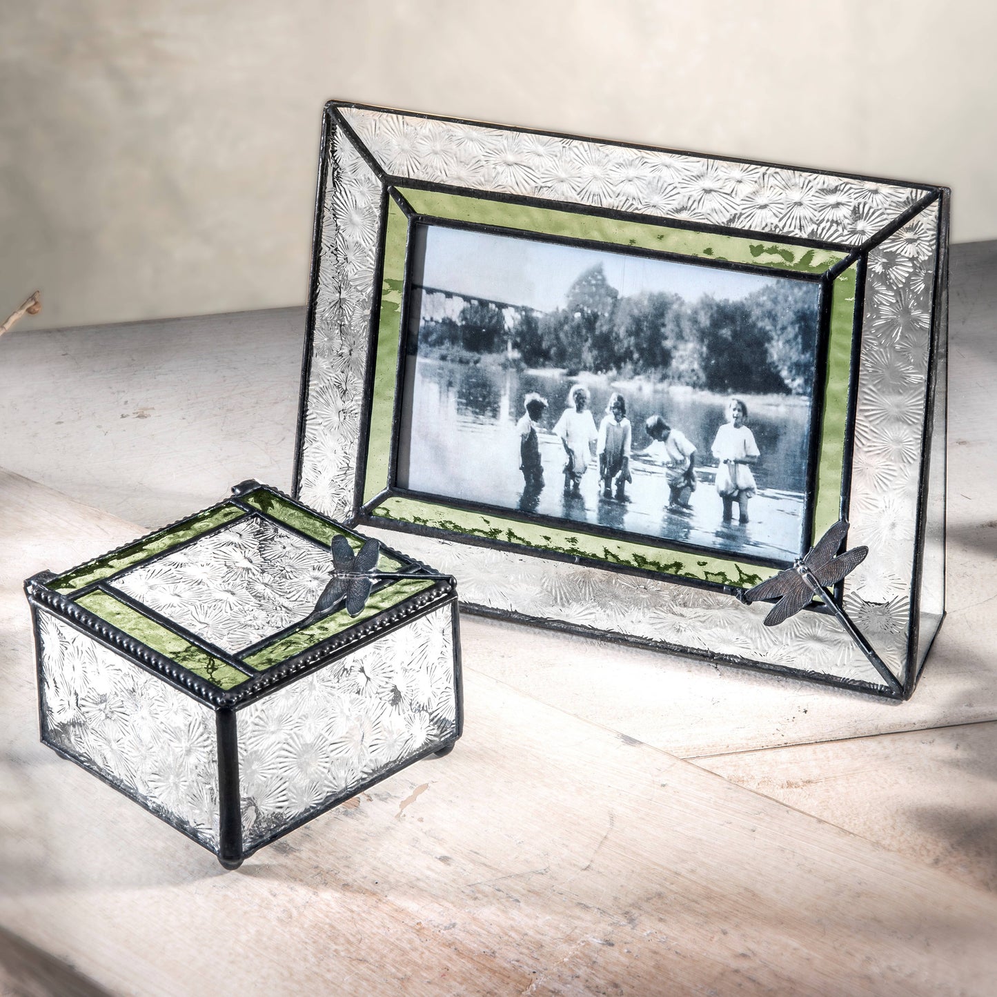 Stained Glass Dragonfly Keepsake Box – Green & Iridescent | Unique Gifts, Birthday Gifts for Her
