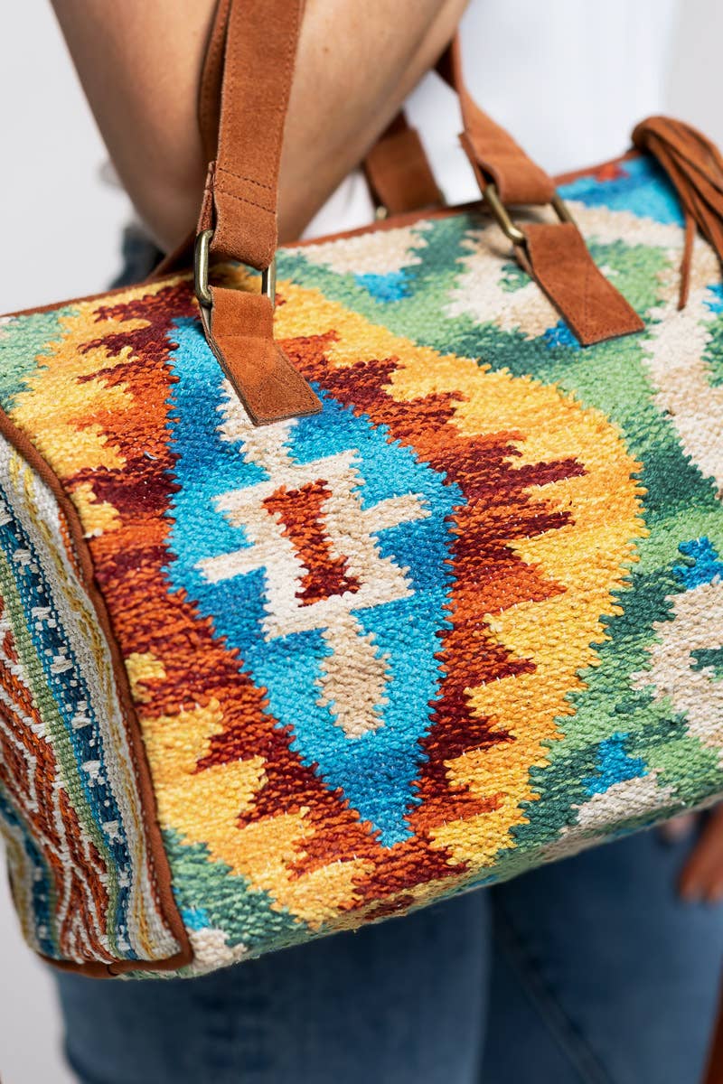 Carmel Boston Bag β Handwoven Ethnic Duffel