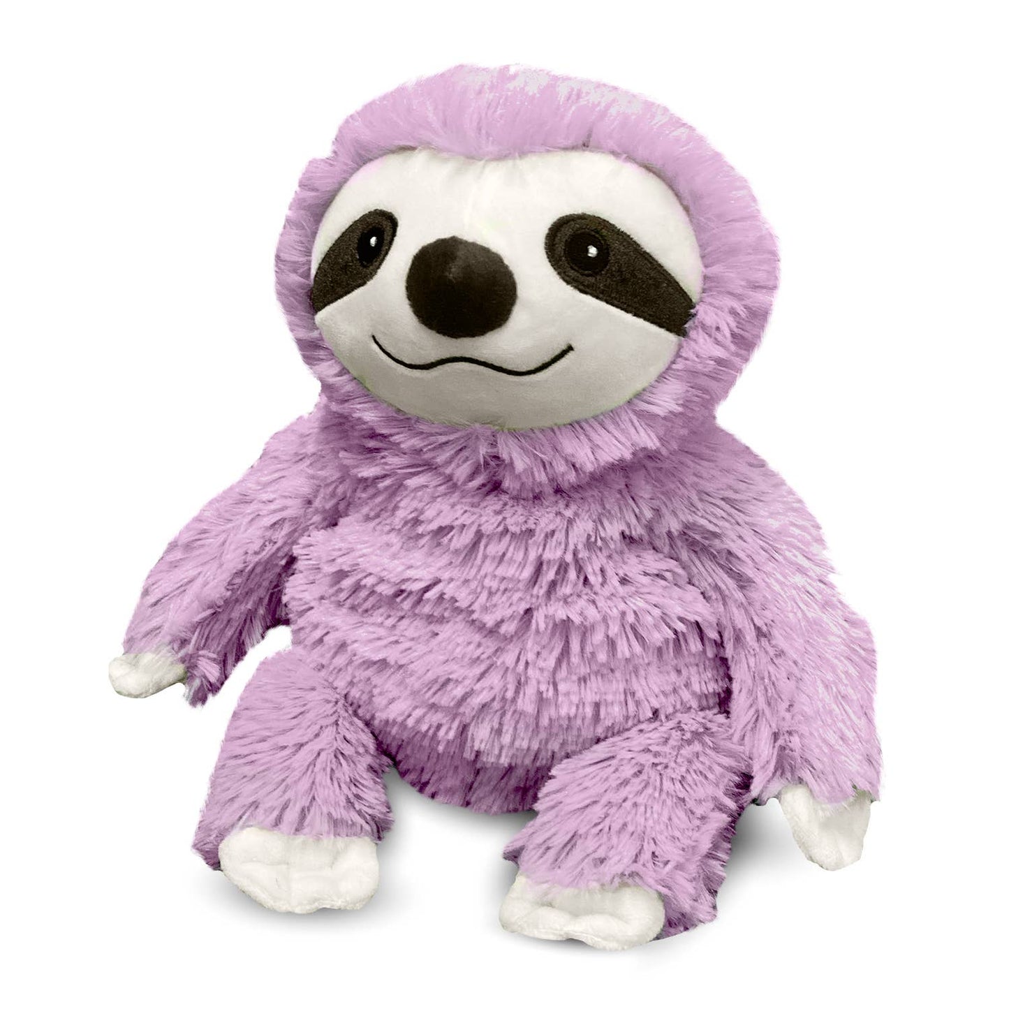 Plush purple sloth toy with soft texture and smiling face