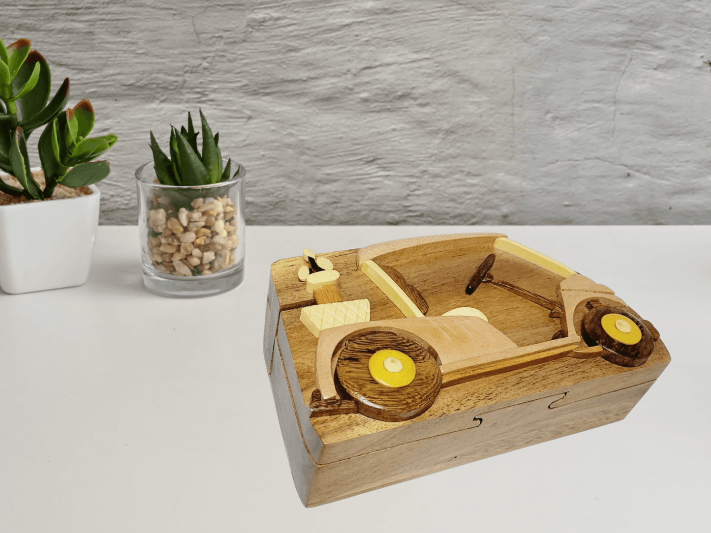 Hand-Carved Wooden Gift Box – Golf Cart Design | Unique Gifts for Him, Keepsake Box
