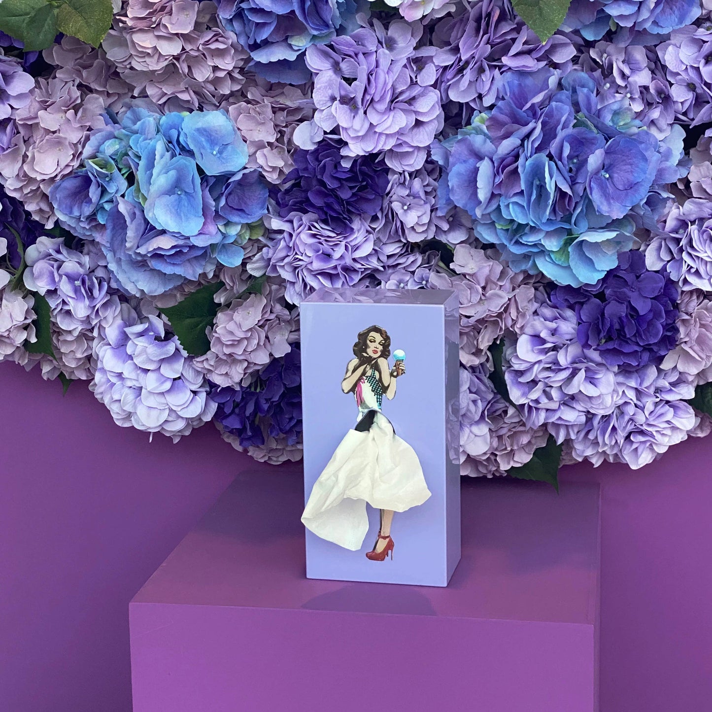 Flying Skirt Tissue Box: Purple