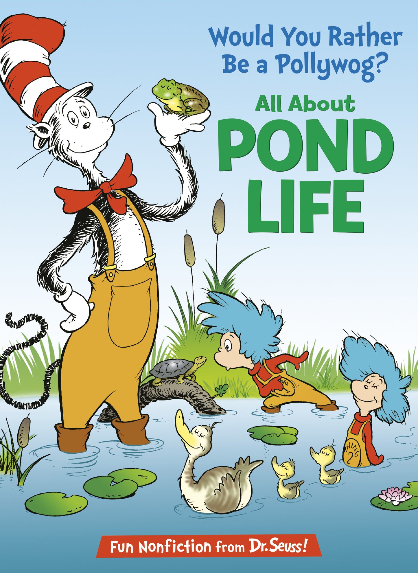 Dr. Seuss book cover featuring Cat in the Hat and pond animals