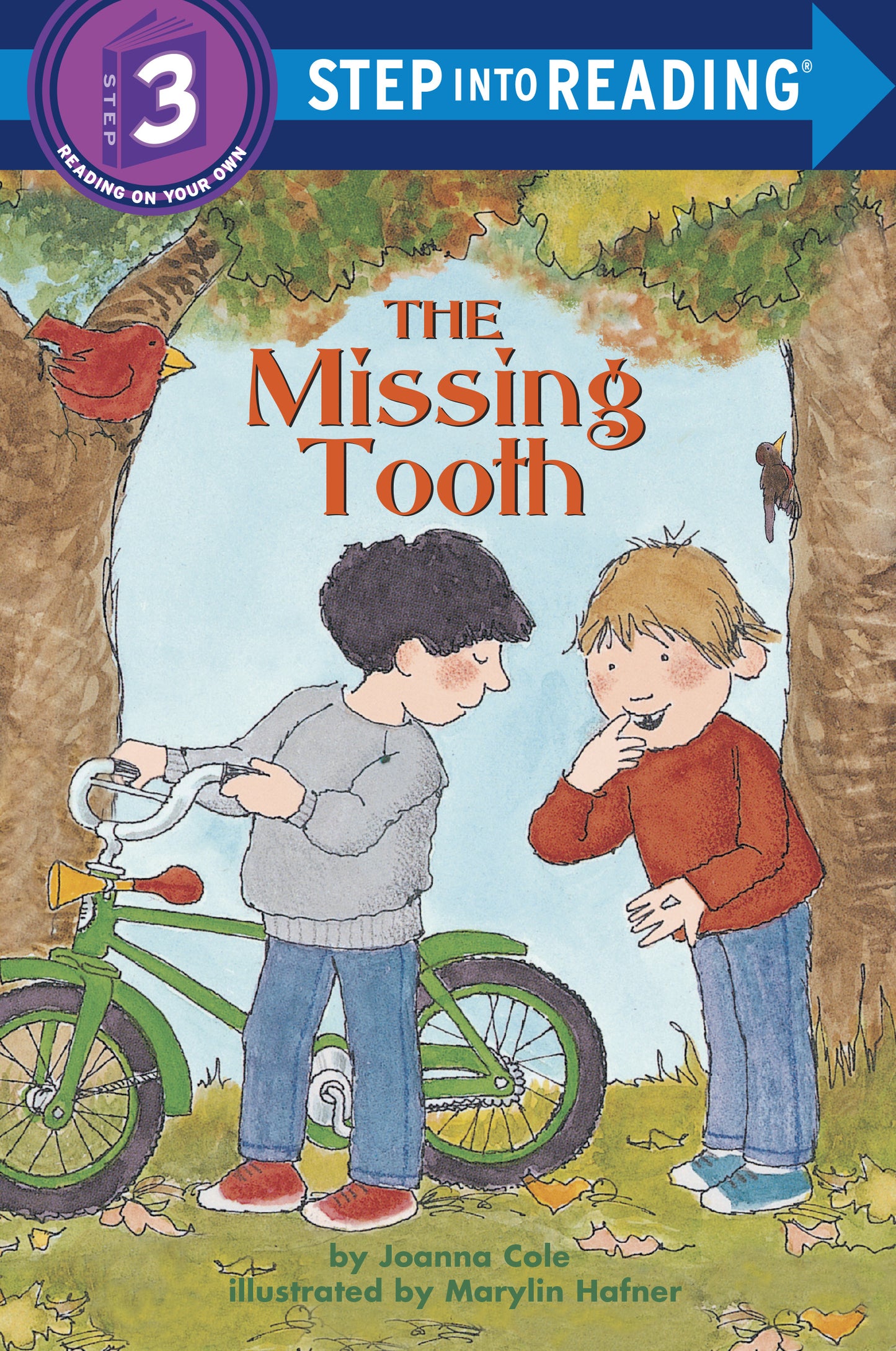 Illustrated children's book cover with two boys talking under a tree