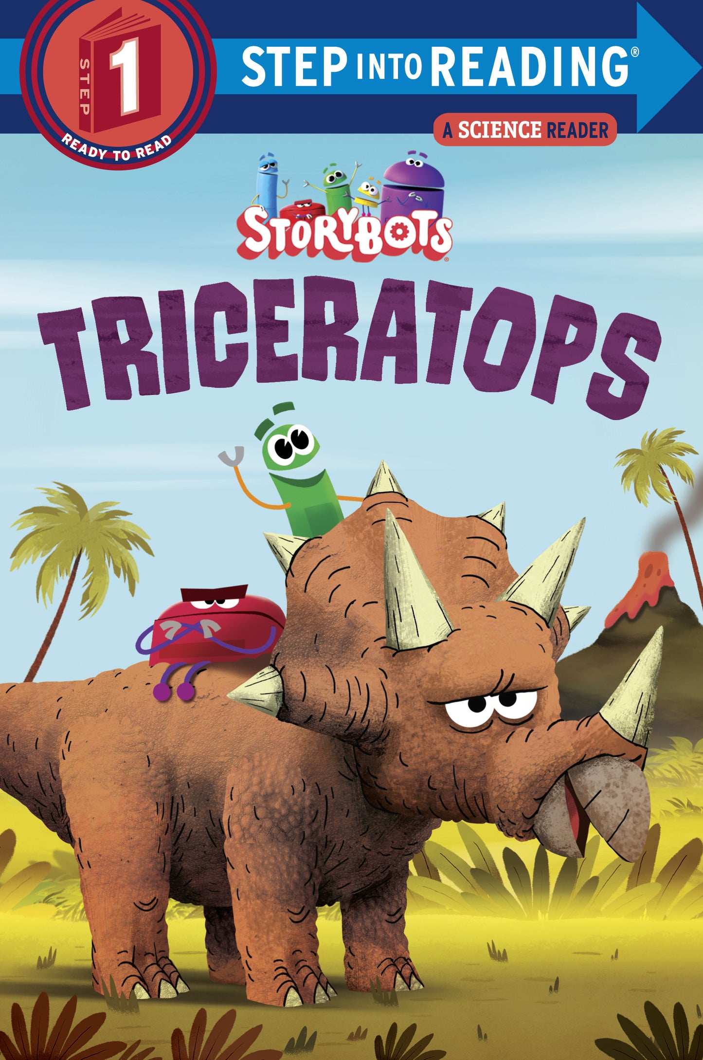 StoryBots Triceratops Step 1 science reader book with cartoon dinosaur