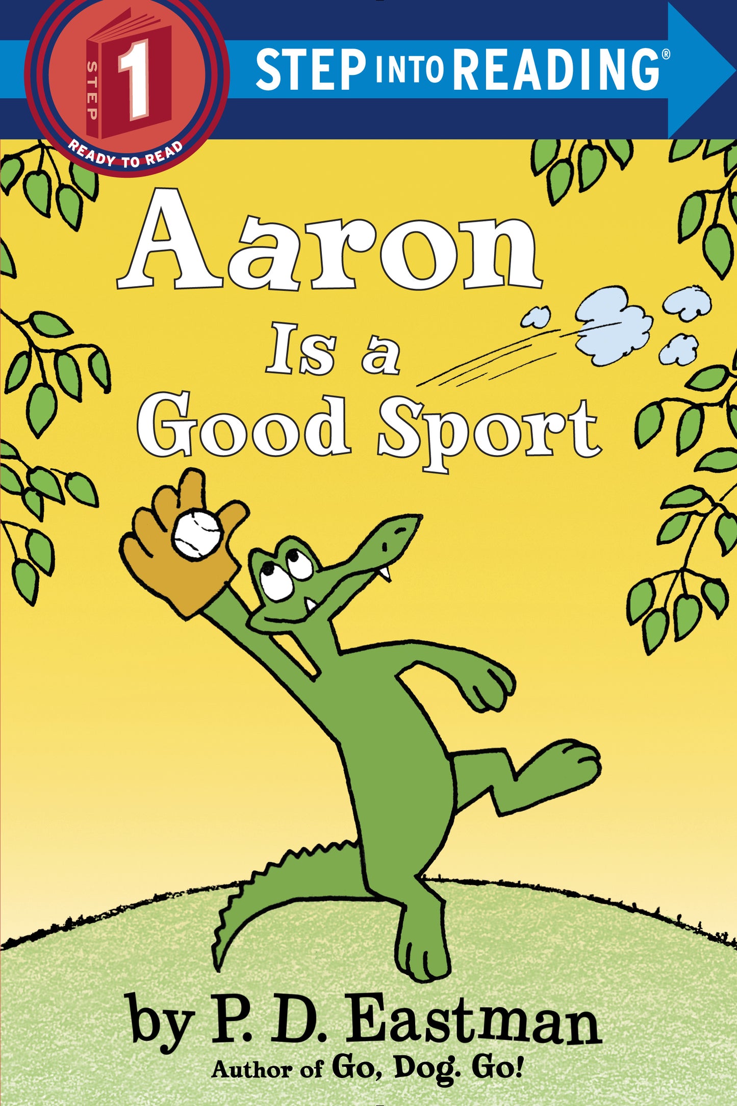 Children's Step 1 book cover featuring Aaron the alligator catching a baseball