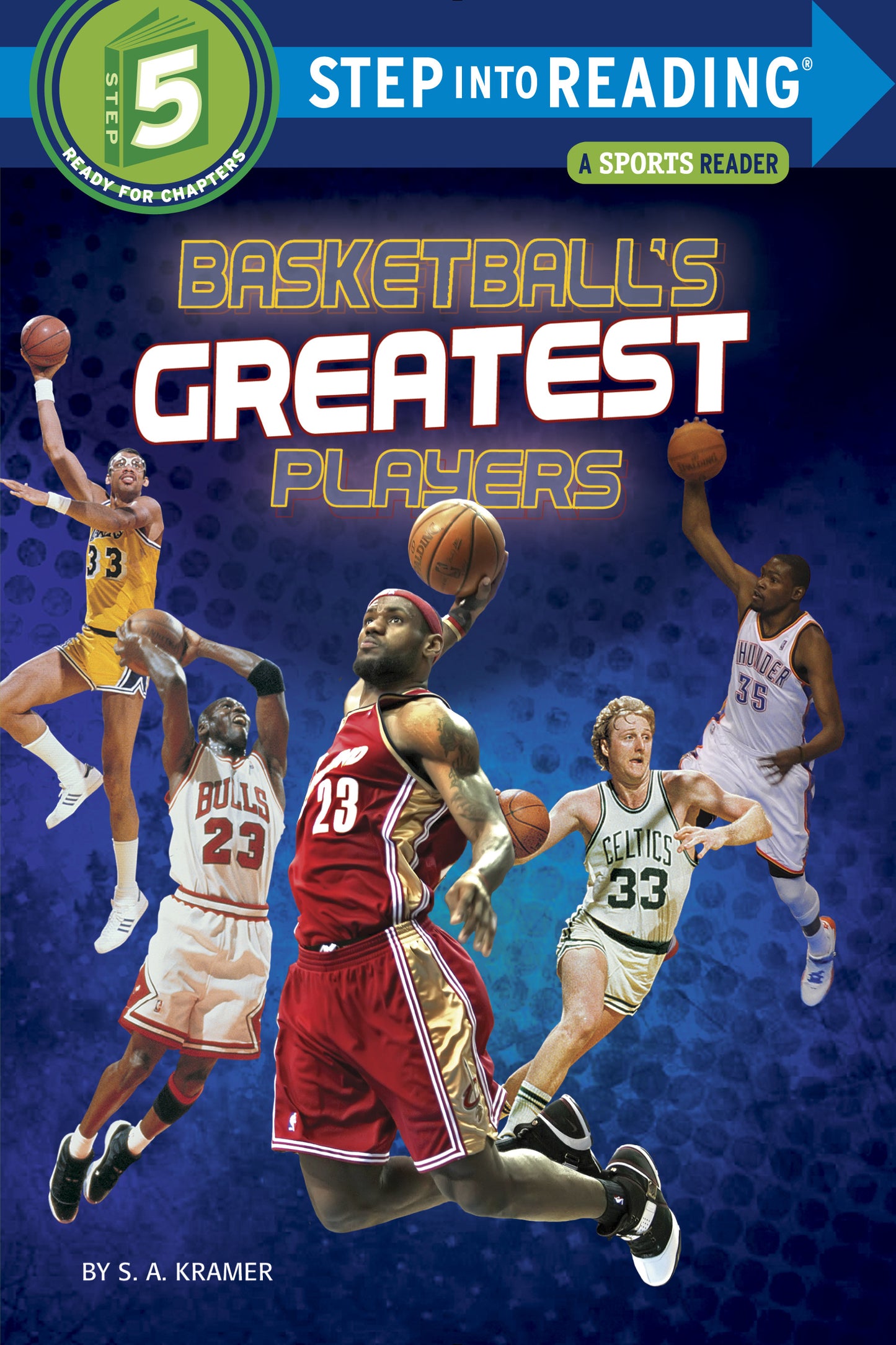 Children's sports reader book cover featuring famous basketball players in action.