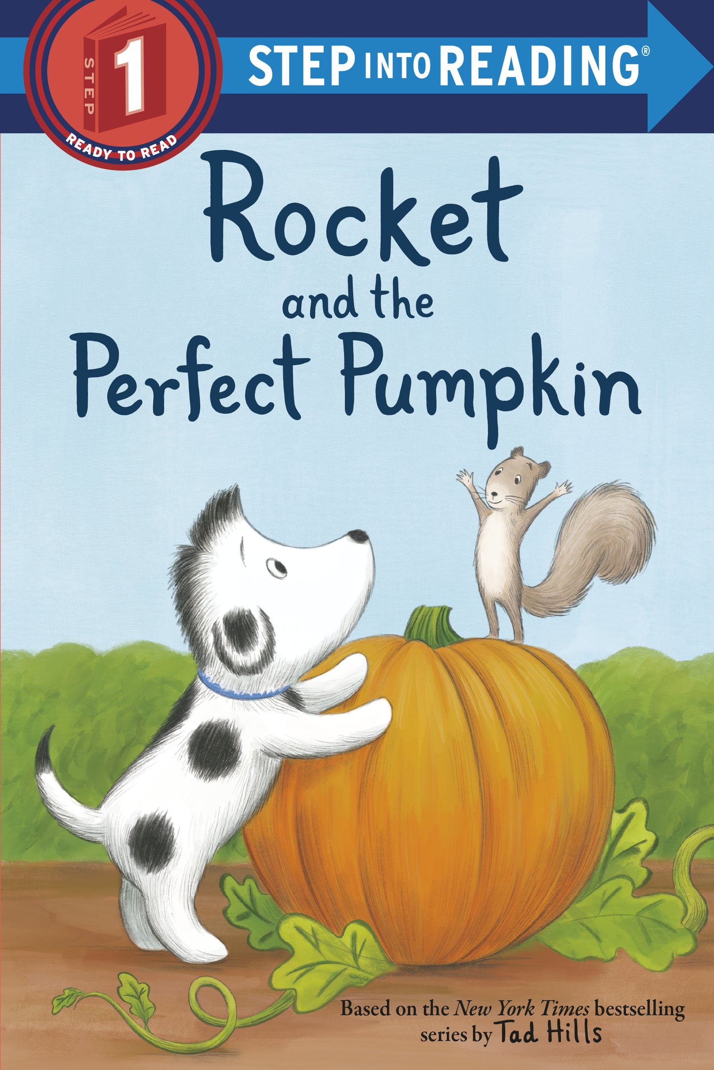 Illustrated children's book cover with a dog and squirrel finding a large pumpkin.