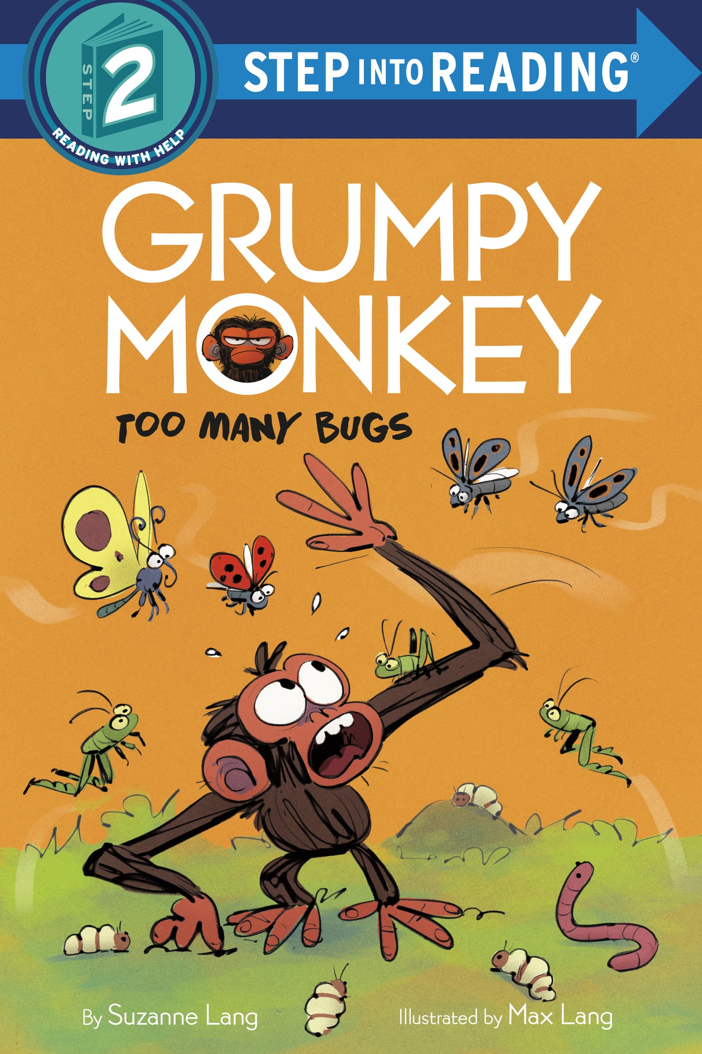 Illustrated children's book cover with a monkey surrounded by bugs