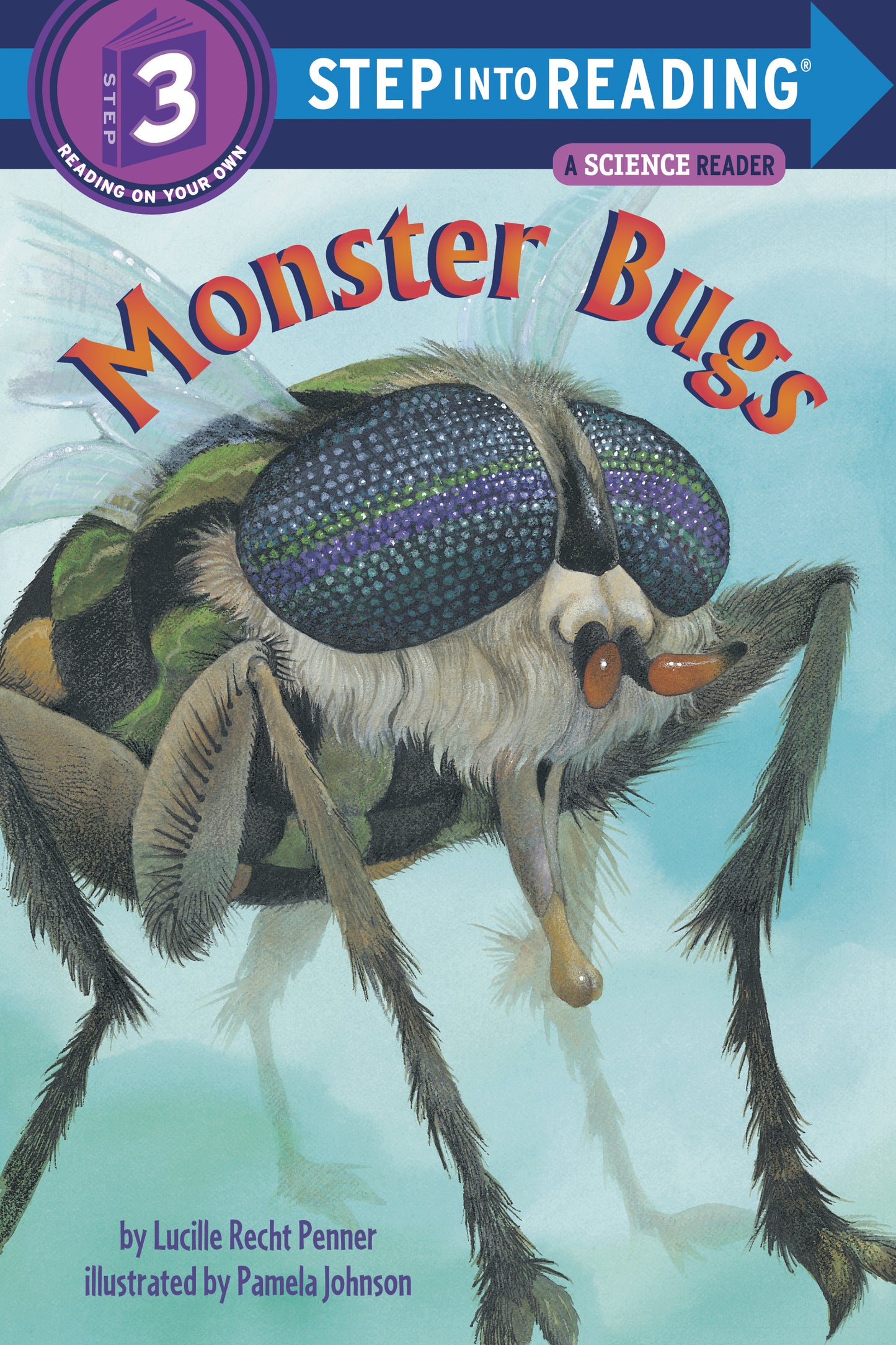 Illustrated children's book cover featuring a close-up of a large insect