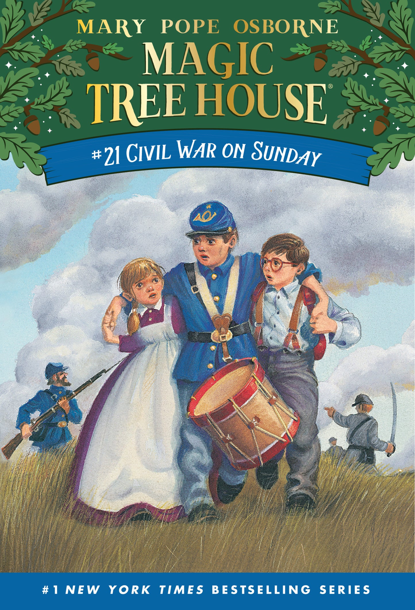 Children's book cover showing two kids and a drummer boy during the Civil War