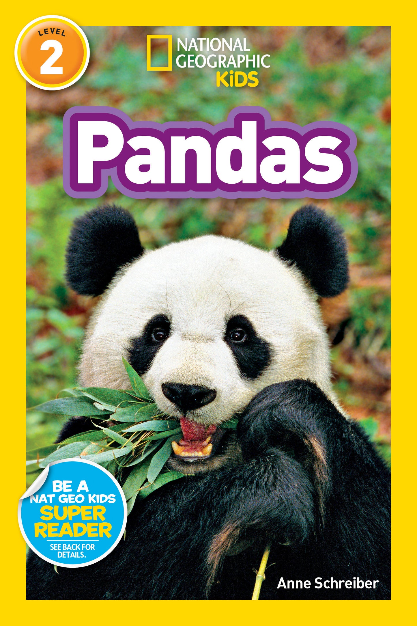 Children's Level 2 reader book featuring a panda eating bamboo