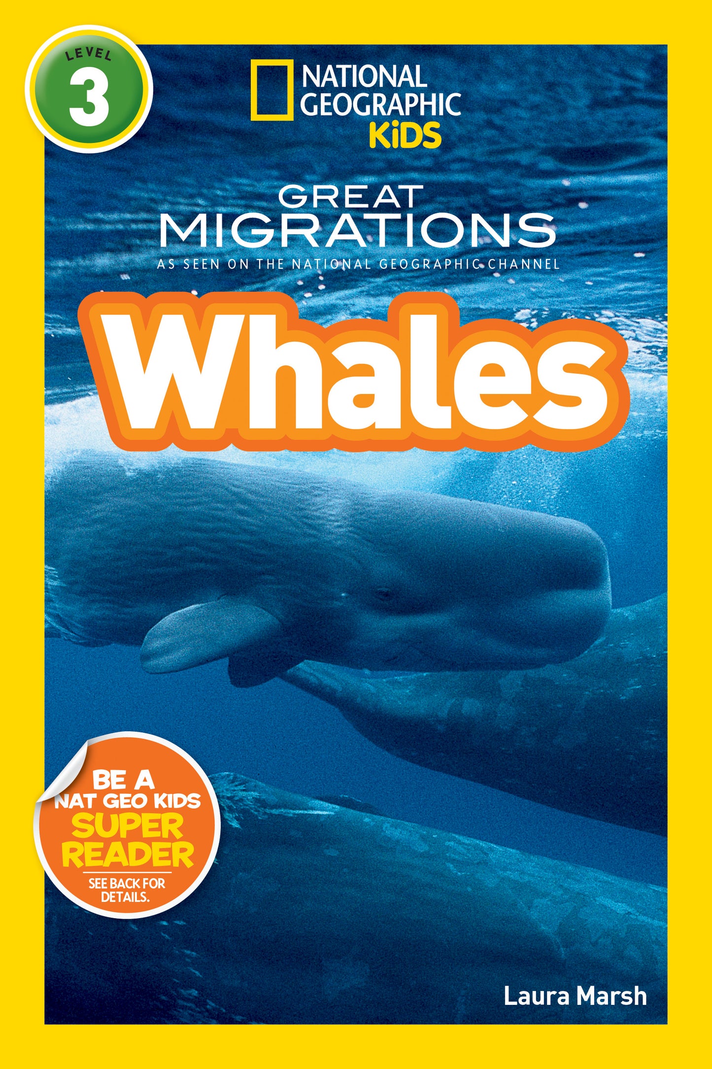 Cover of National Geographic Kids Whales book featuring a sperm whale underwater