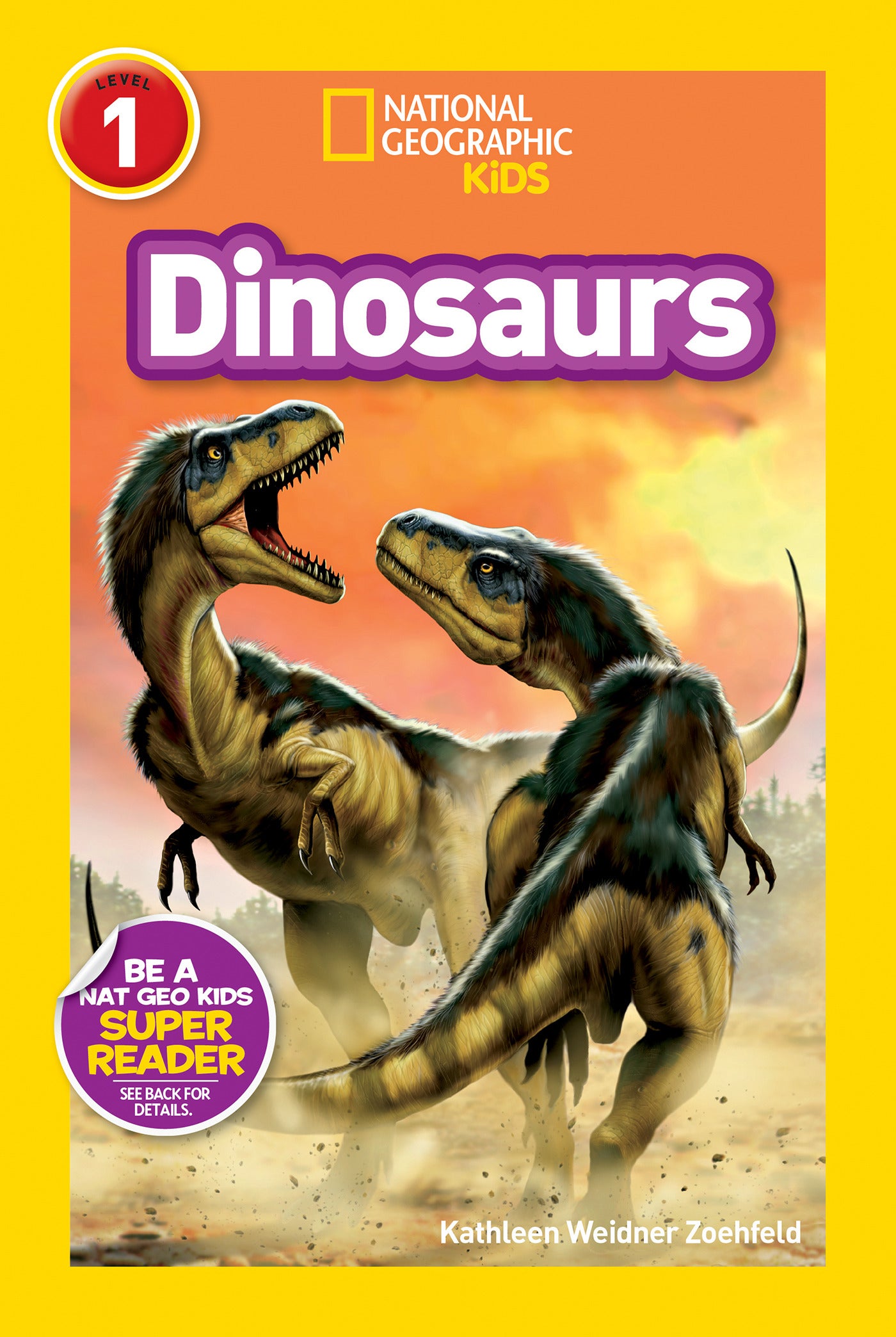 National Geographic Kids Dinosaurs book with illustrated raptors on cover