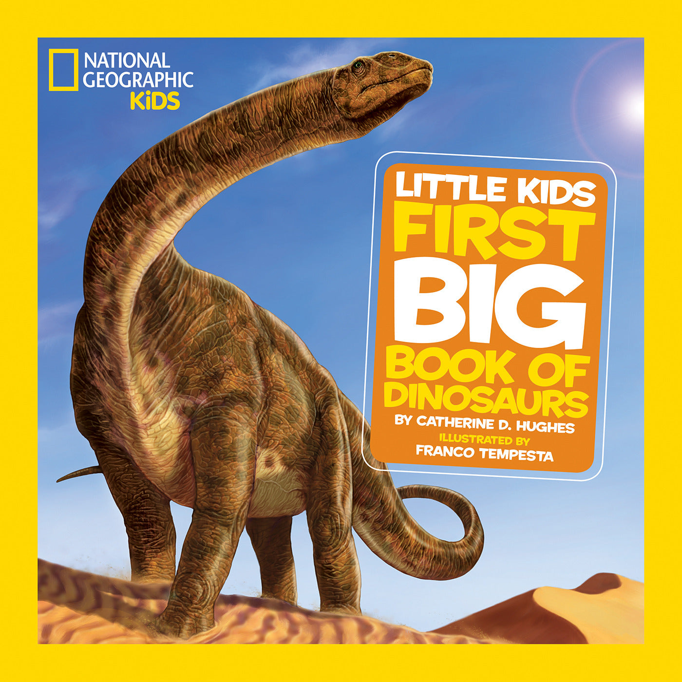 Illustrated dinosaur on cover of children's book with bold title text