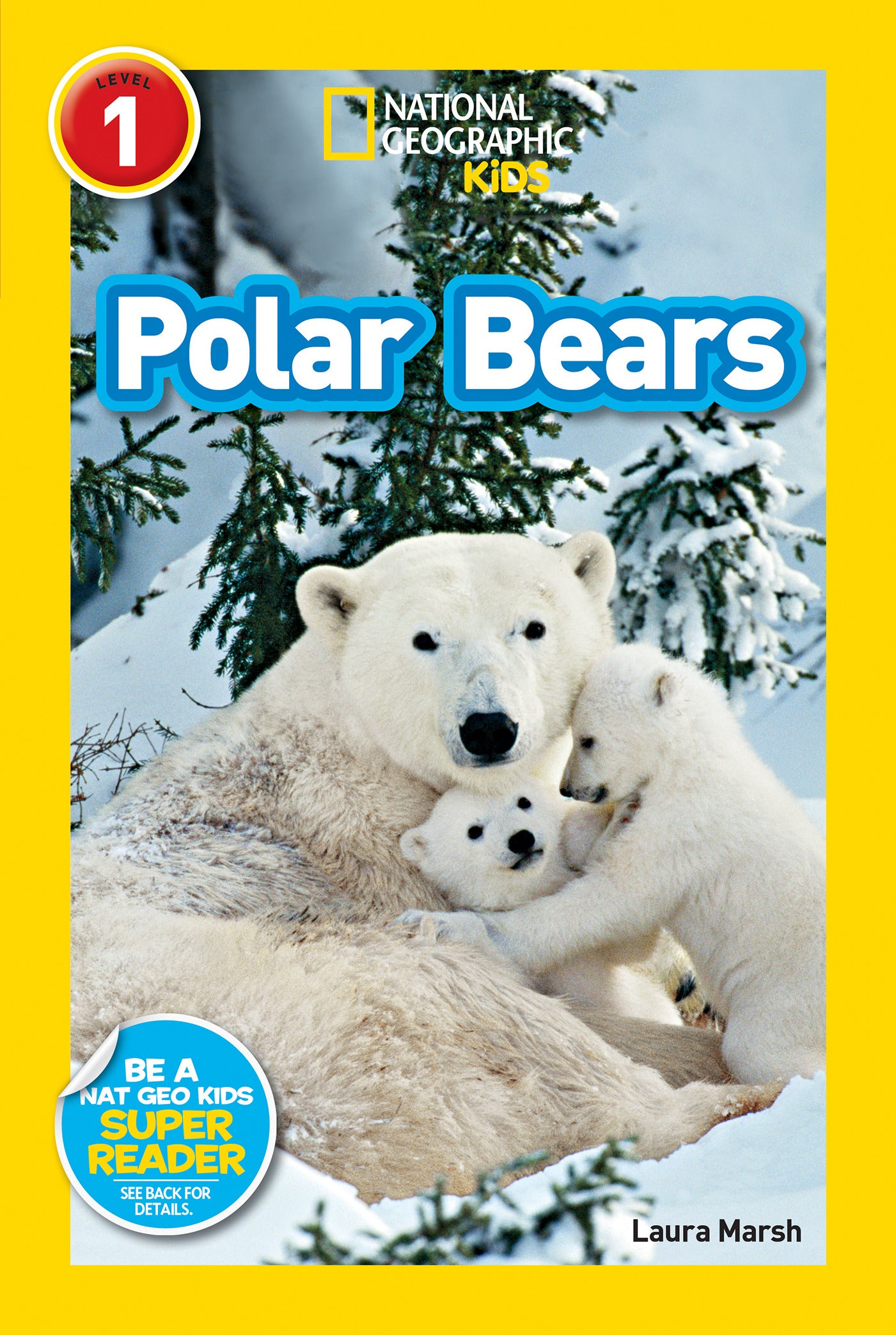 Cover of National Geographic Kids Polar Bears book featuring a mother polar bear with two cubs in a snowy setting