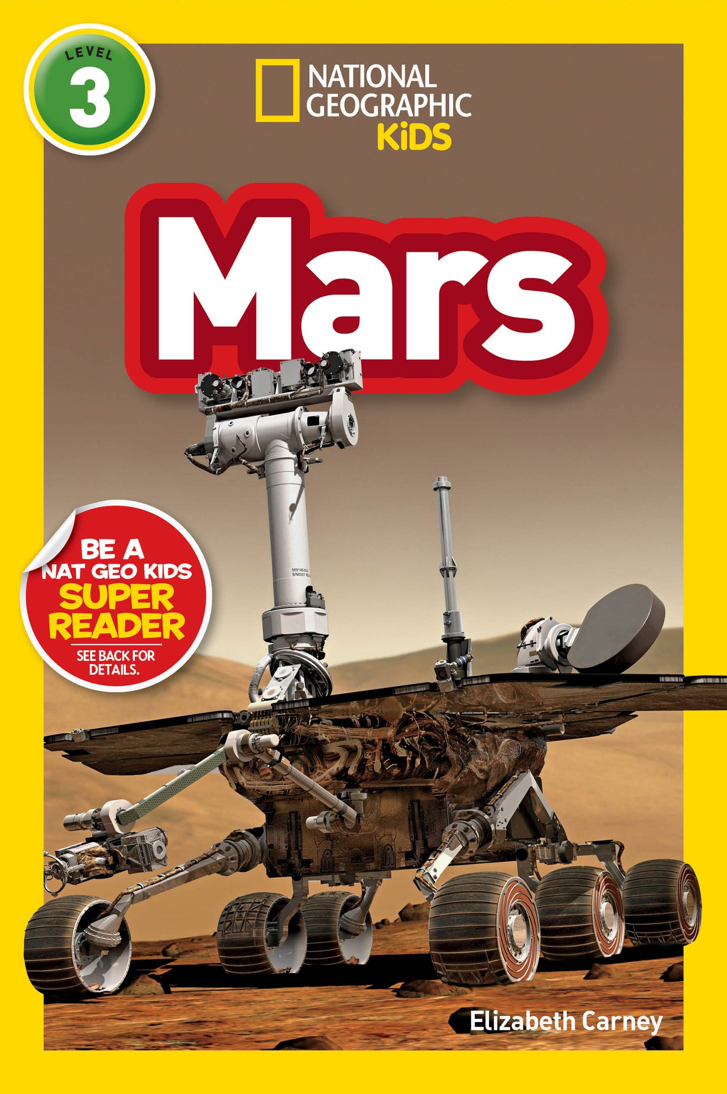 Cover of National Geographic Kids Mars book featuring the Mars Rover on a dusty red landscape