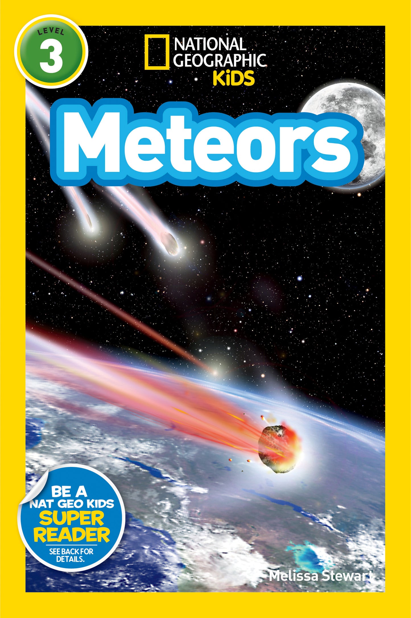 Colorful children's book cover showing meteors entering Earth's atmosphere