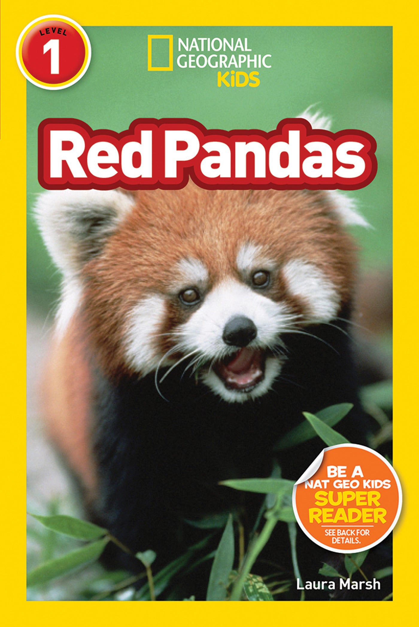 Children's book cover featuring a red panda on a green background