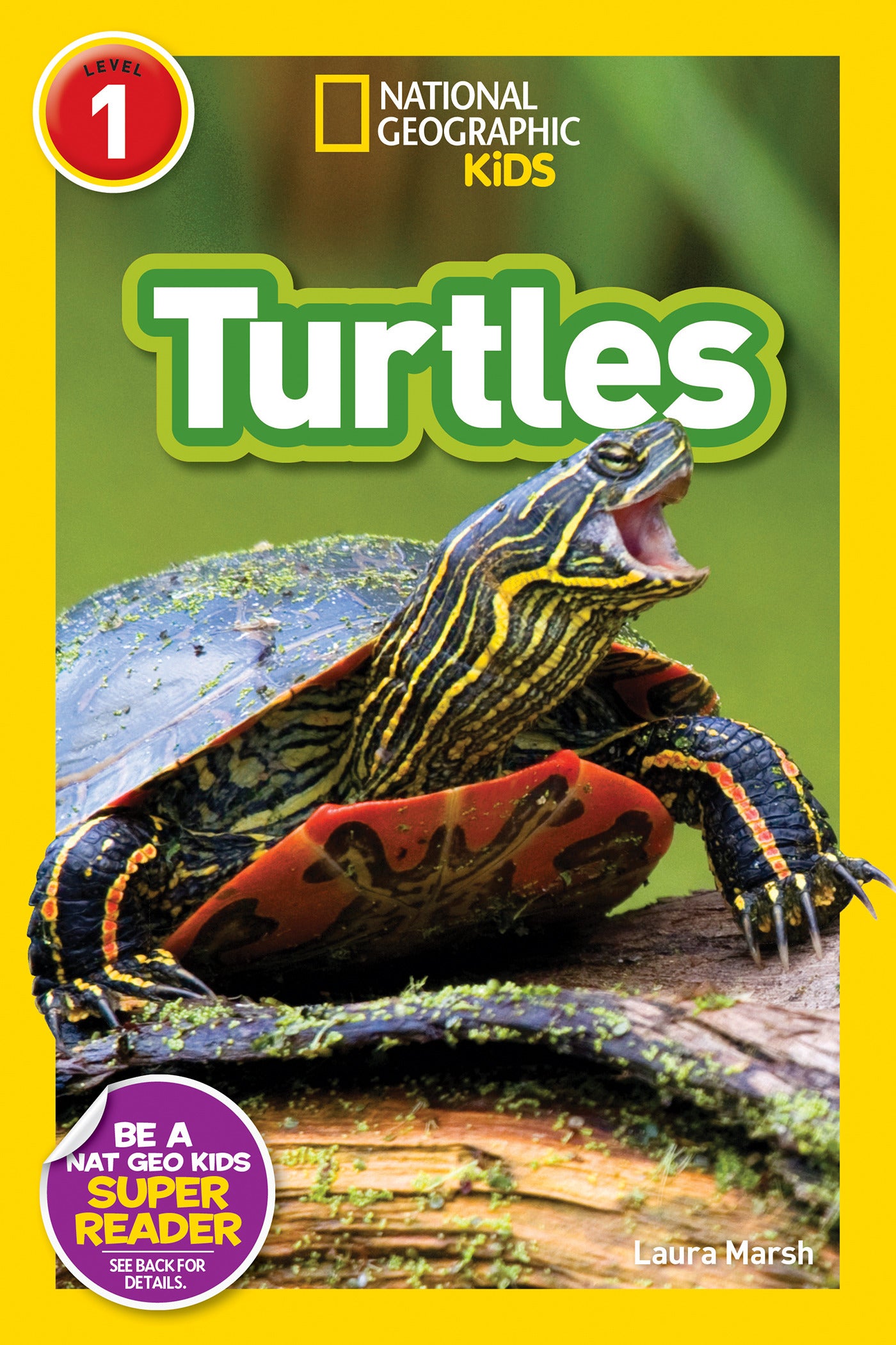 National Geographic Kids book cover with a turtle on a log