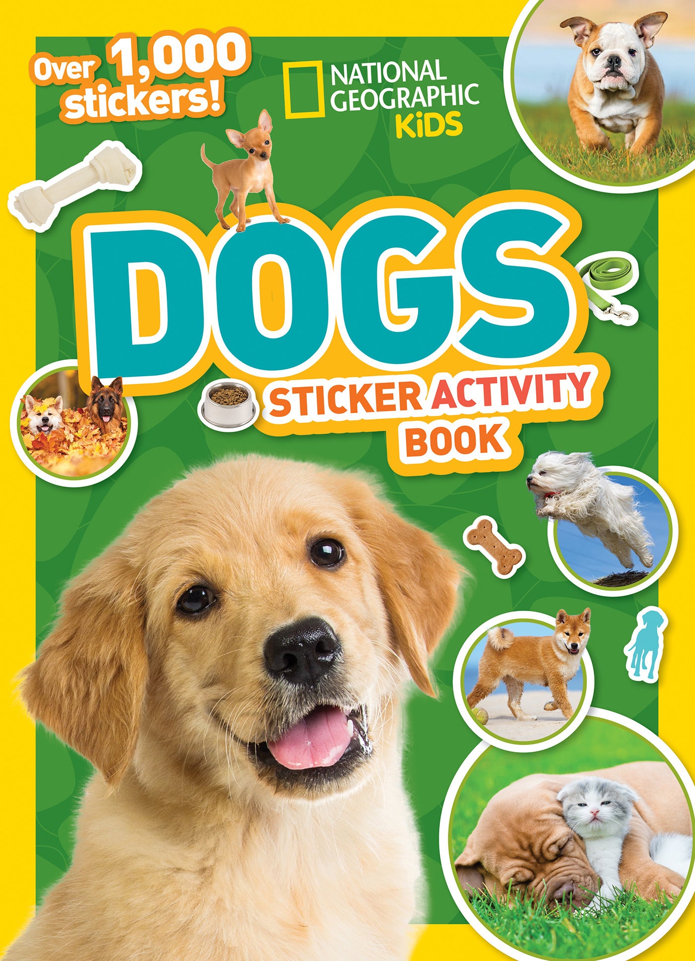 National Geographic Kids Dogs sticker activity book with cute dog photos and over 1,000 stickers
