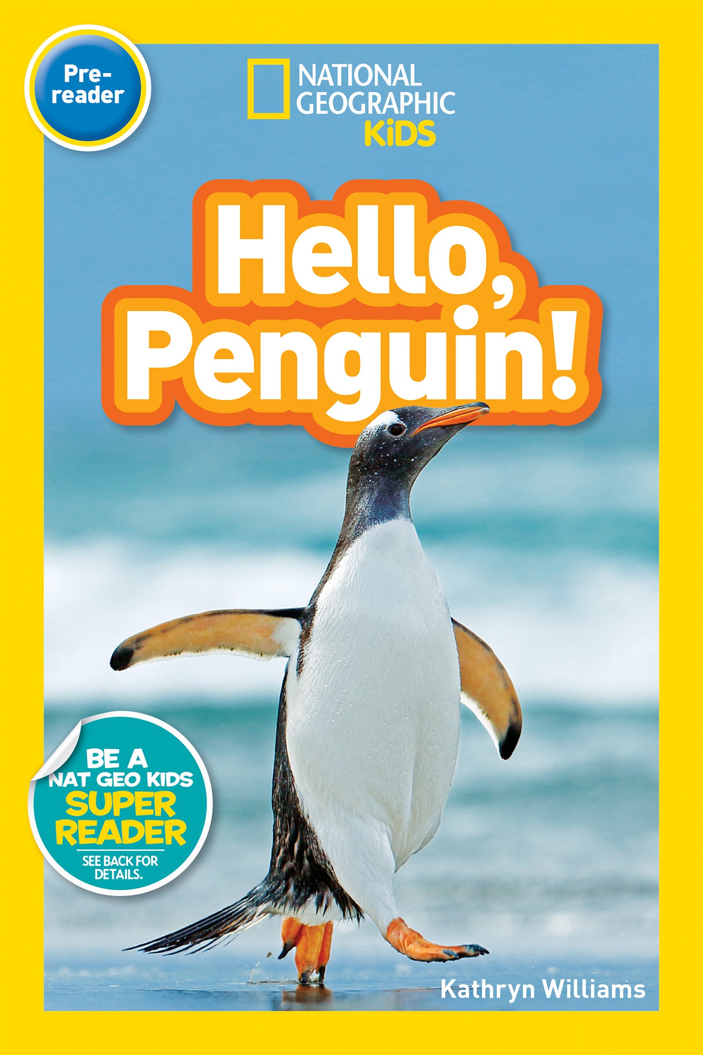 Children's book cover featuring a penguin walking on the beach