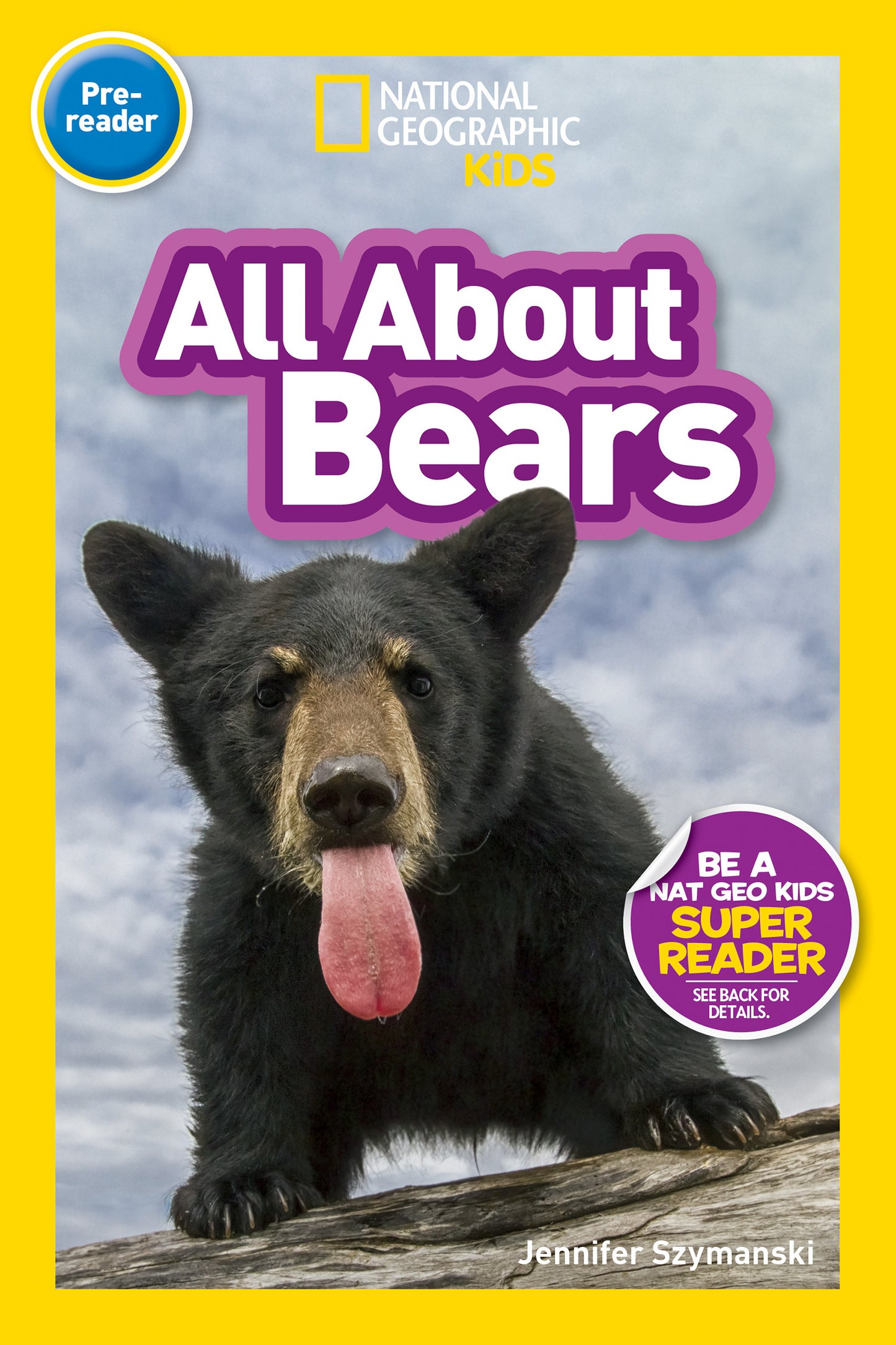 Children's book cover showing a bear with its tongue out under the title All About Bears