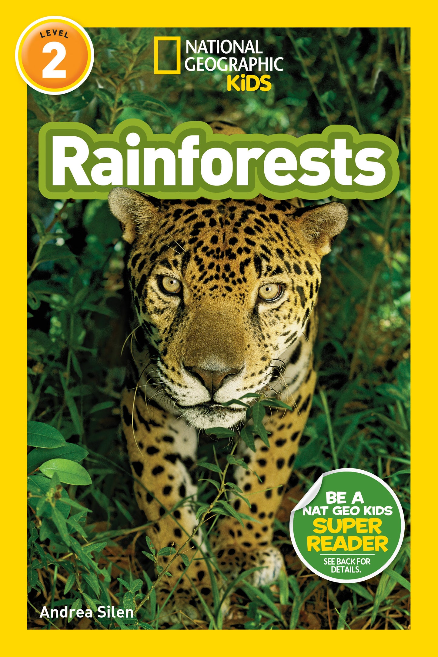 Children's rainforest book with jaguar on cover, National Geographic Kids Level 2