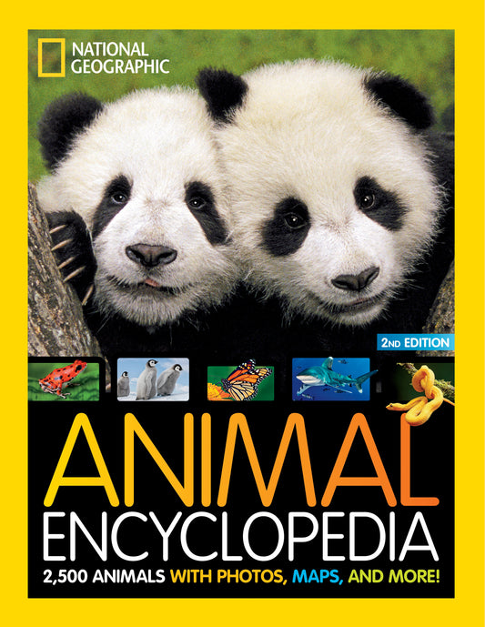 Cover of National Geographic Kids Animal Encyclopedia featuring two pandas