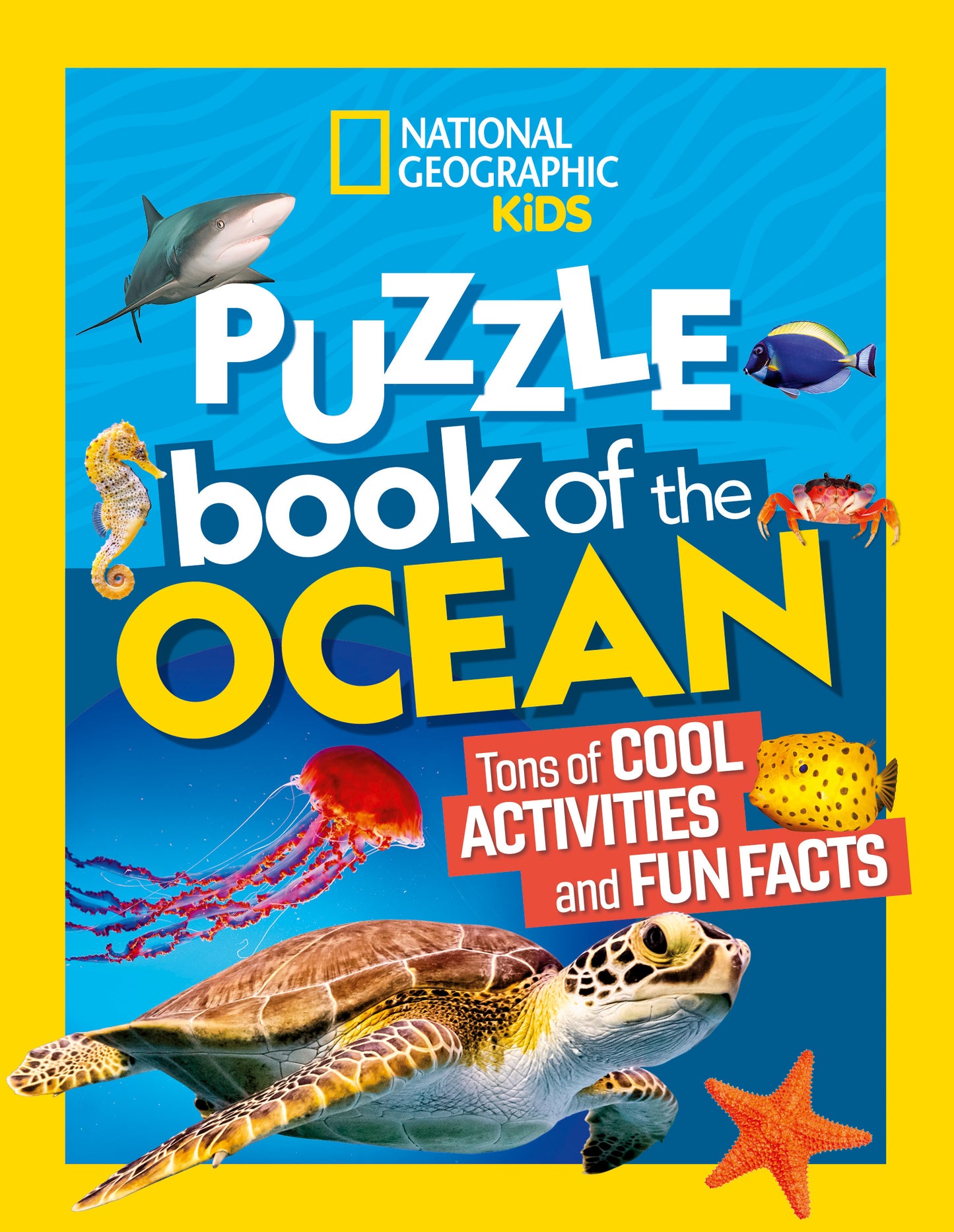 Colorful ocean-themed kids puzzle book with sea turtle and marine animals on the cover