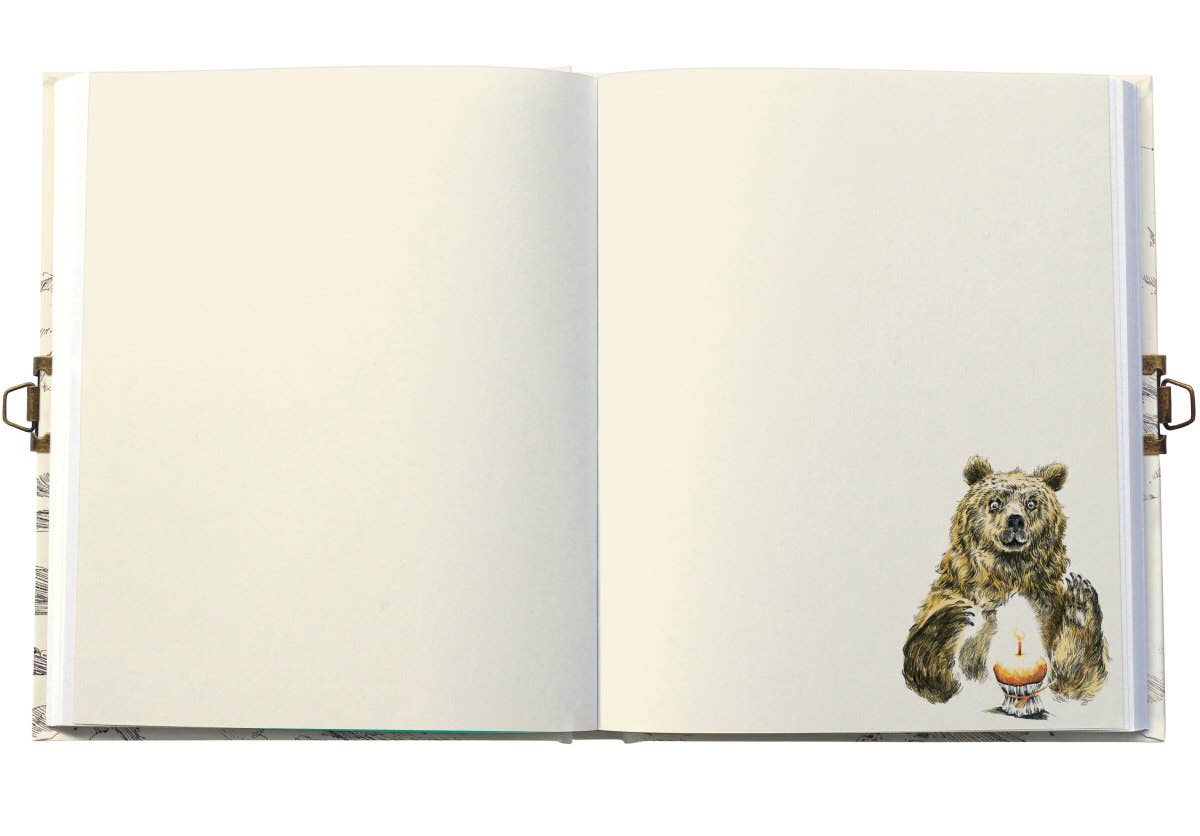 A lockable notebook featuring a flying bear illustration and heart padlock, perfect for unique gifts.