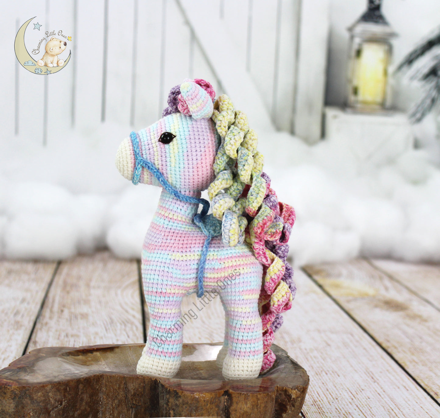 Caballo arcoíris, poni arcoíris, caballo de crochet hecho a mano, regalos para bebés, regalo para baby shower, regalo para el primer cumpleaños, regalo para recién nacido, caballo personalizado