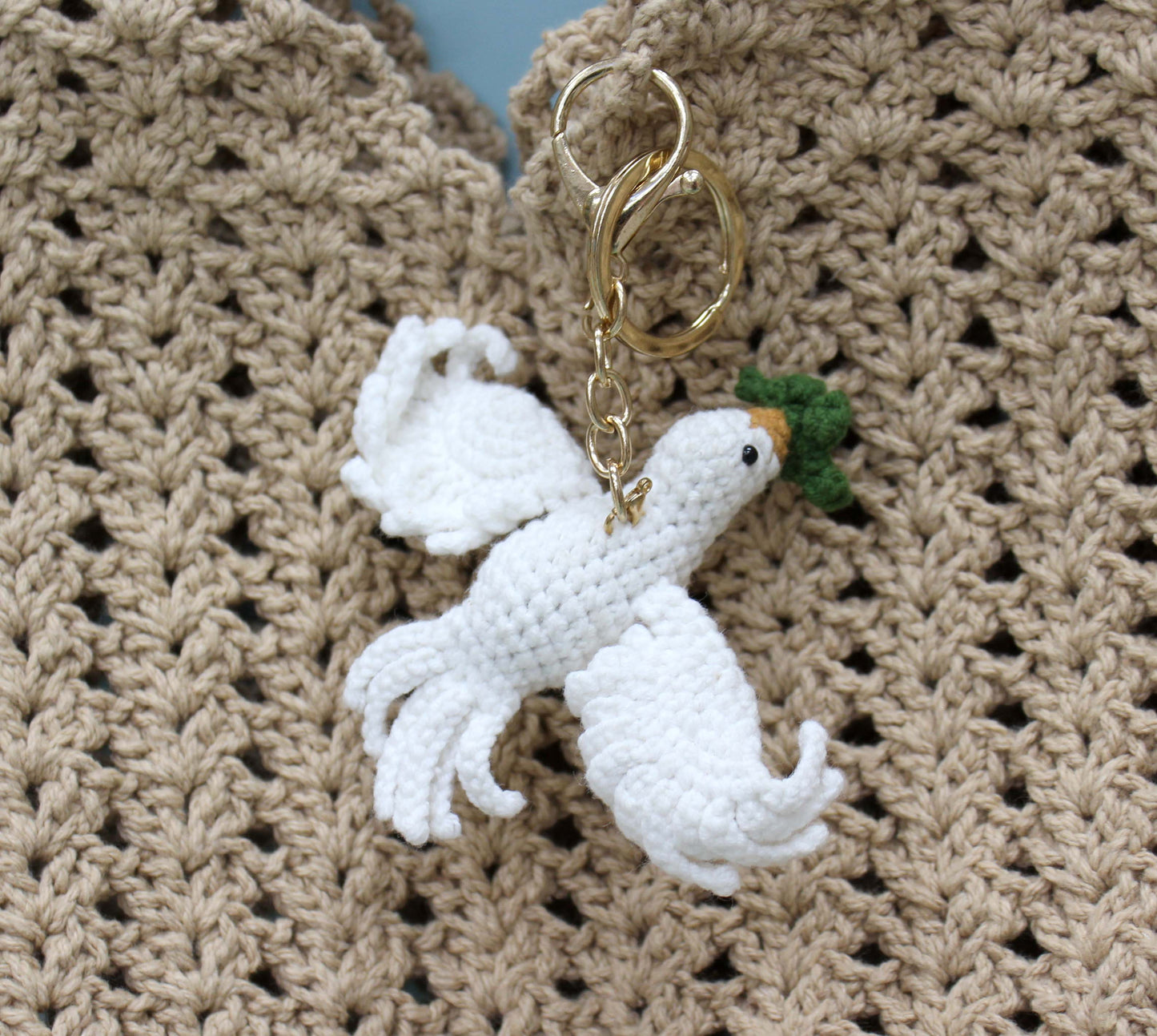 Handmade Crochet Dove Keychain