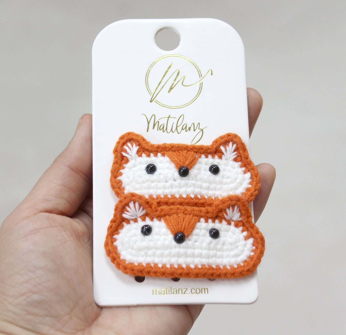 Crochet Fox Hair Clips - Set of 2