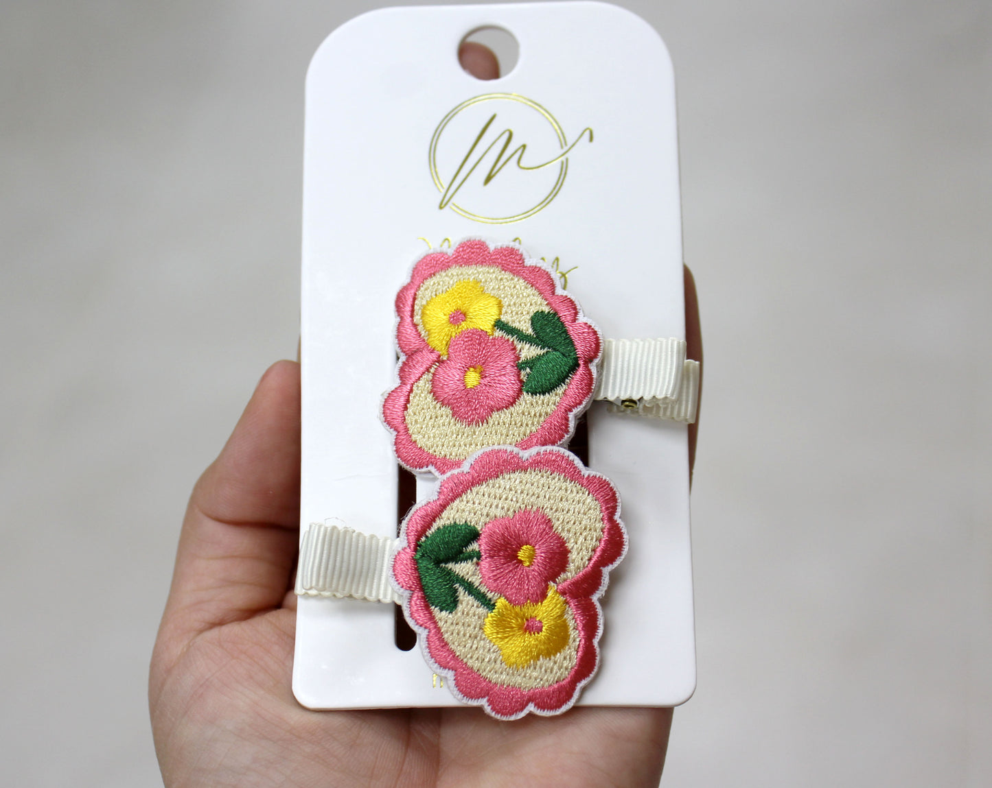 Handmade Floral Hair Clips - Heart & Flowers
