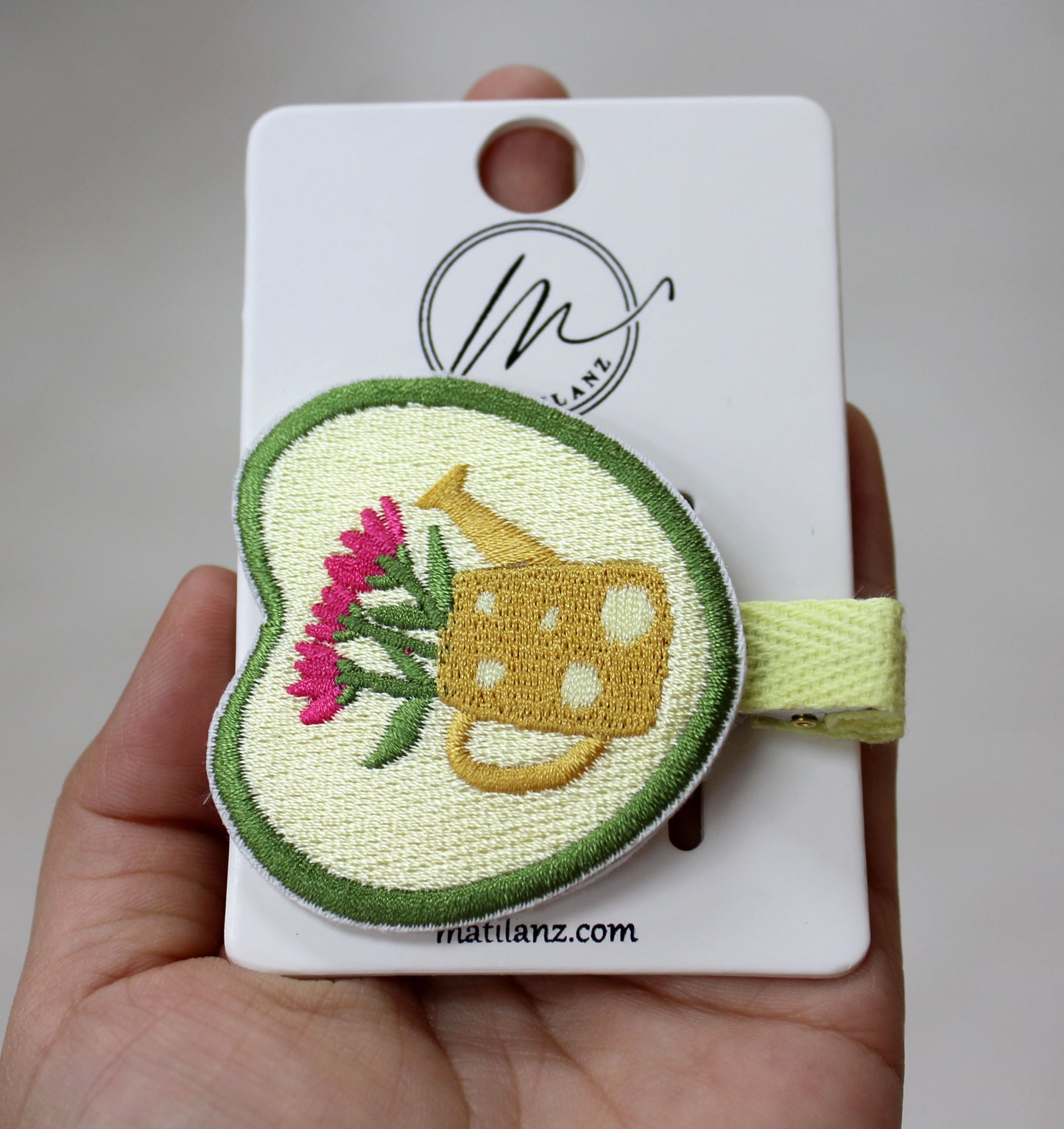 Garden Love Embroidered Heart Hair Clip