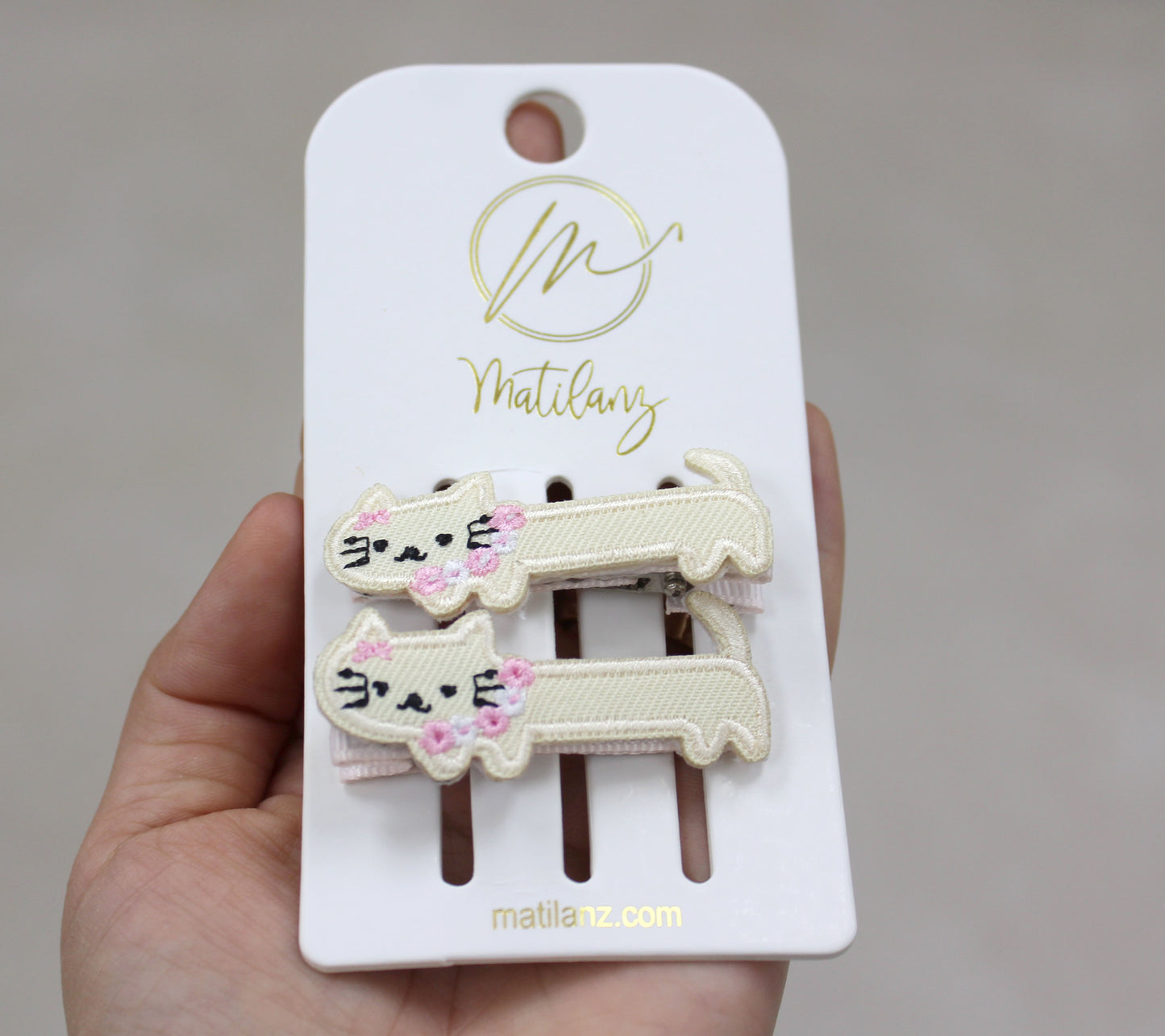 Embroidery Hair Clips - Cat