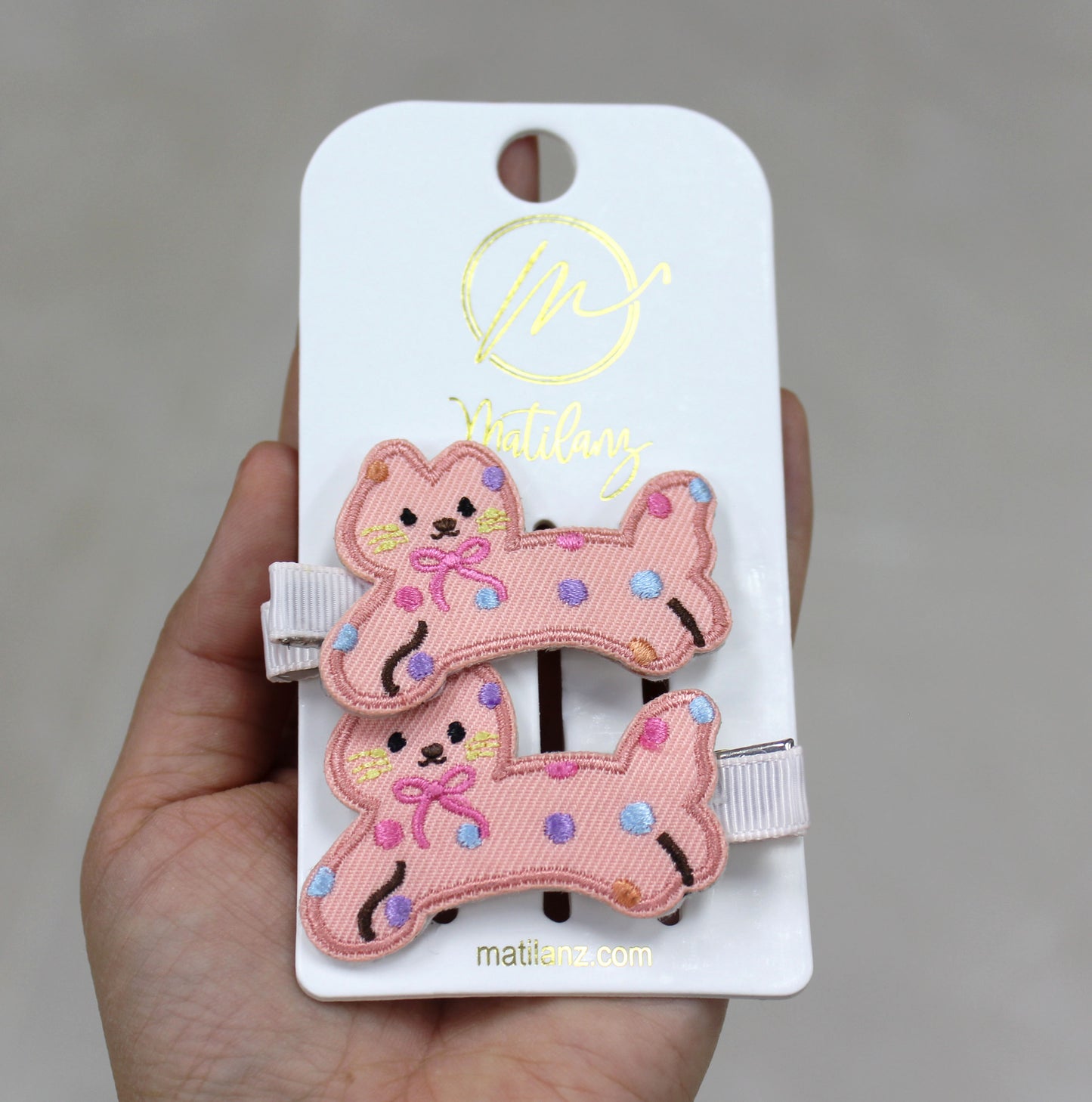 Embroidery Hair Clips - Cat