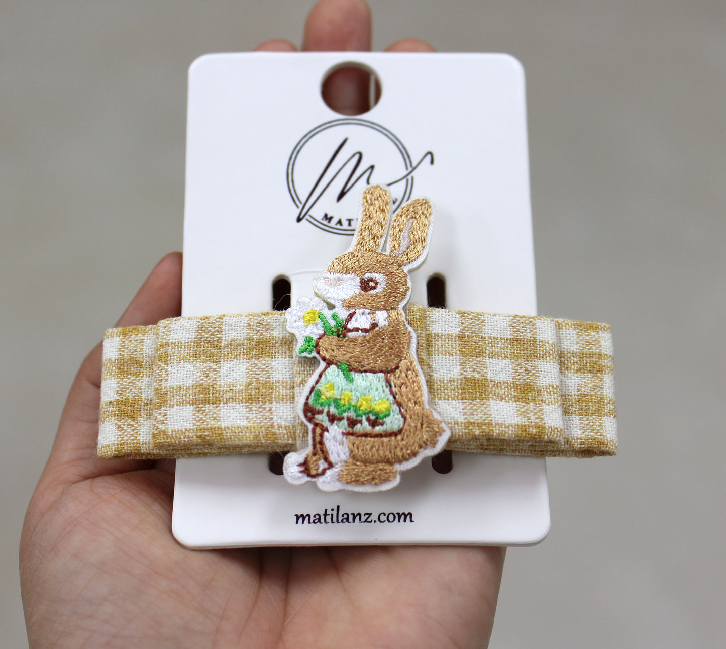 Handmade Bunny Embroidery Hair Clip