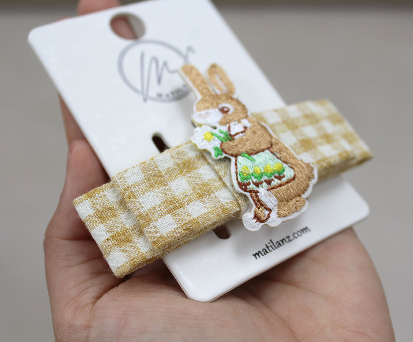 Handmade Bunny Embroidery Hair Clip