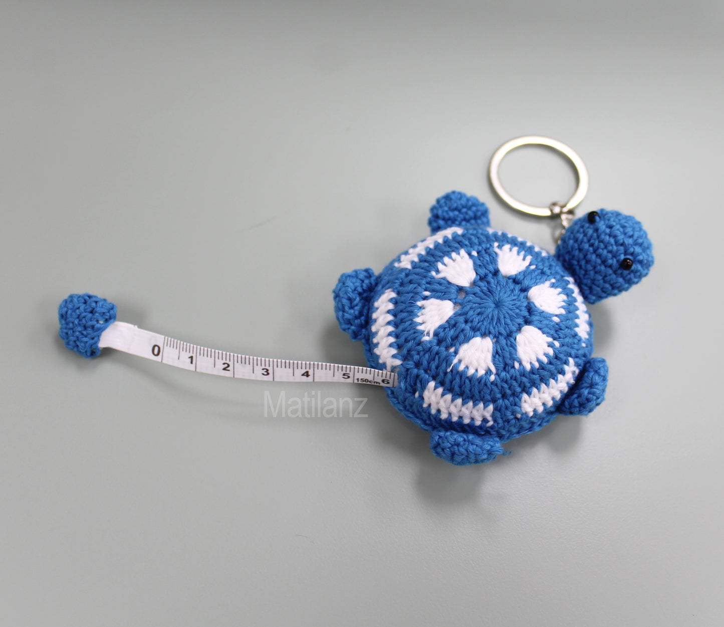 Turtle Keychain with Retractable Dual Sided Measure Tape